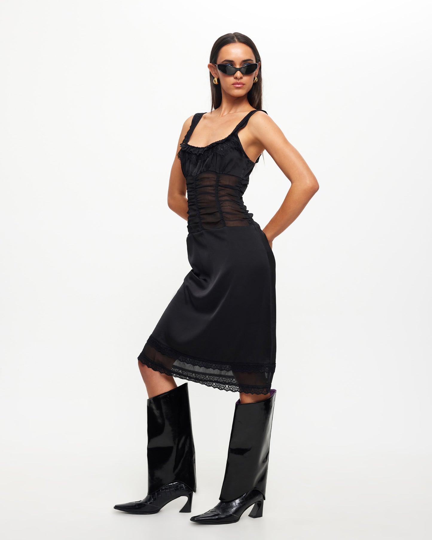 Kendall Midi Dress in Onyx Black