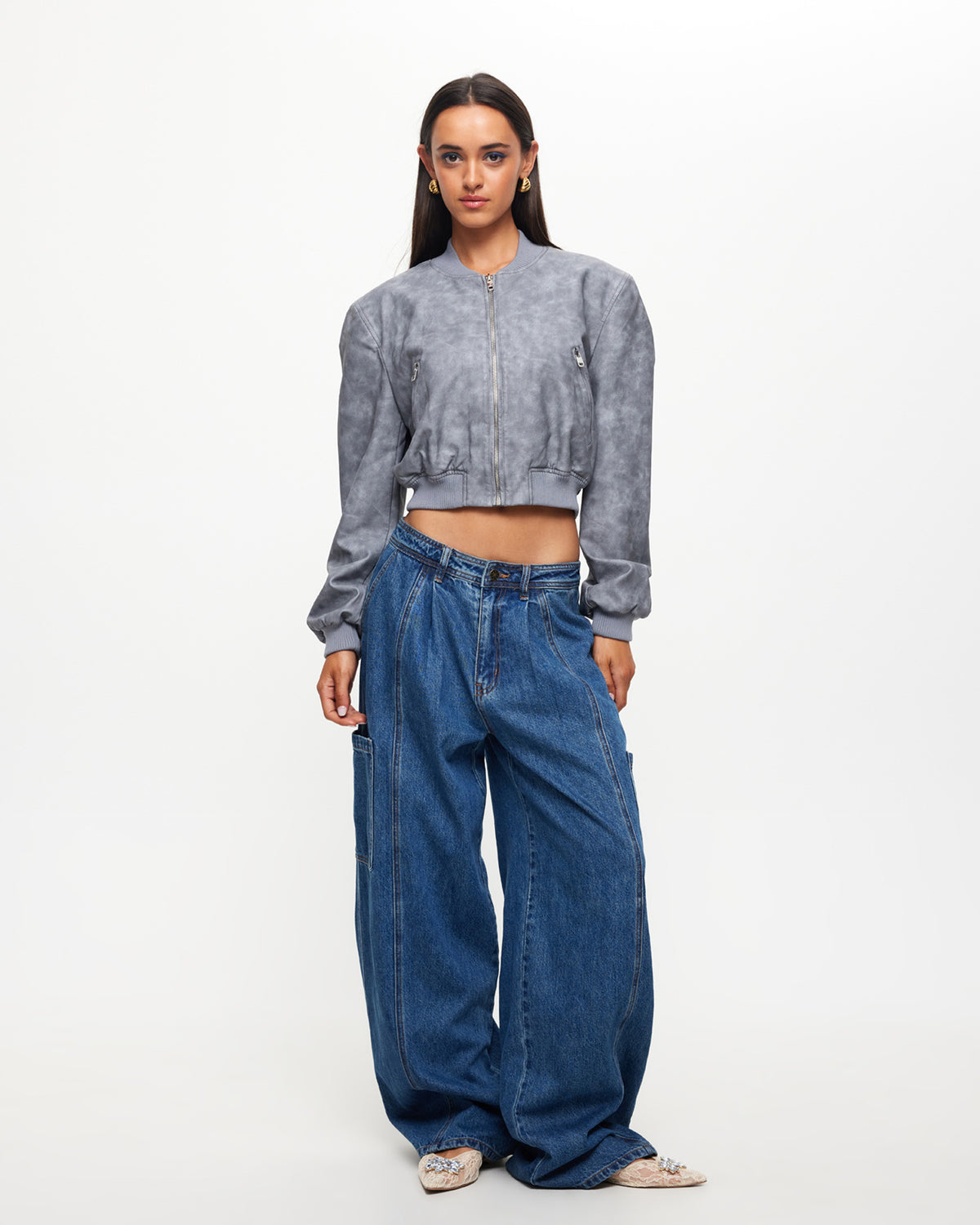 Veneda Baggy Denim Jeans in Bue BLUE DENIM