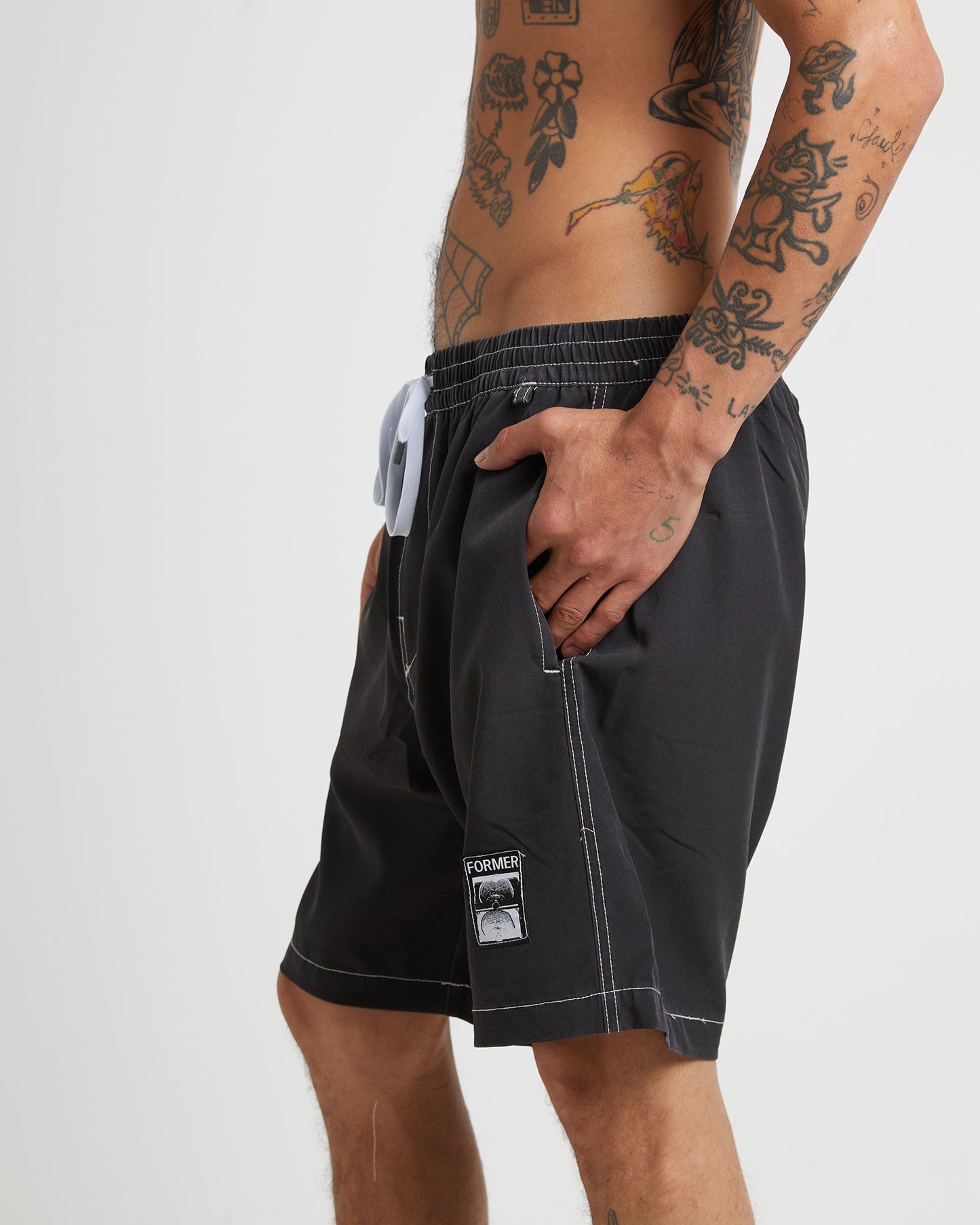 Swan Baggy Trunk Boardshorts in Black
