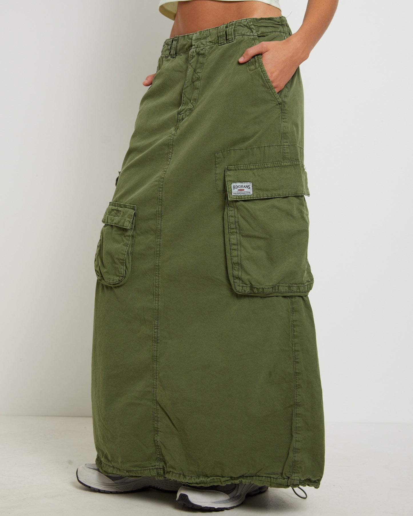 BDG Marta Multi Pocket Maxi Skirt in Khaki