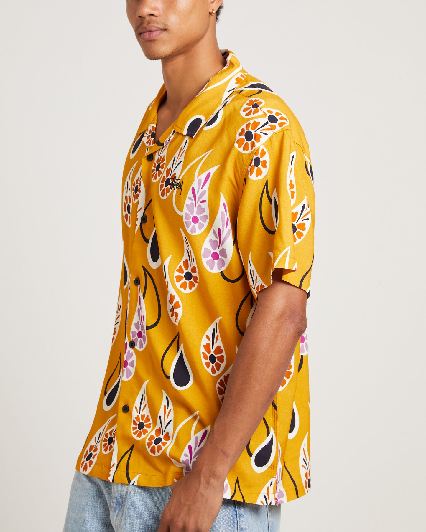Paisley Tears Short Sleeve Shirt in Mustard
