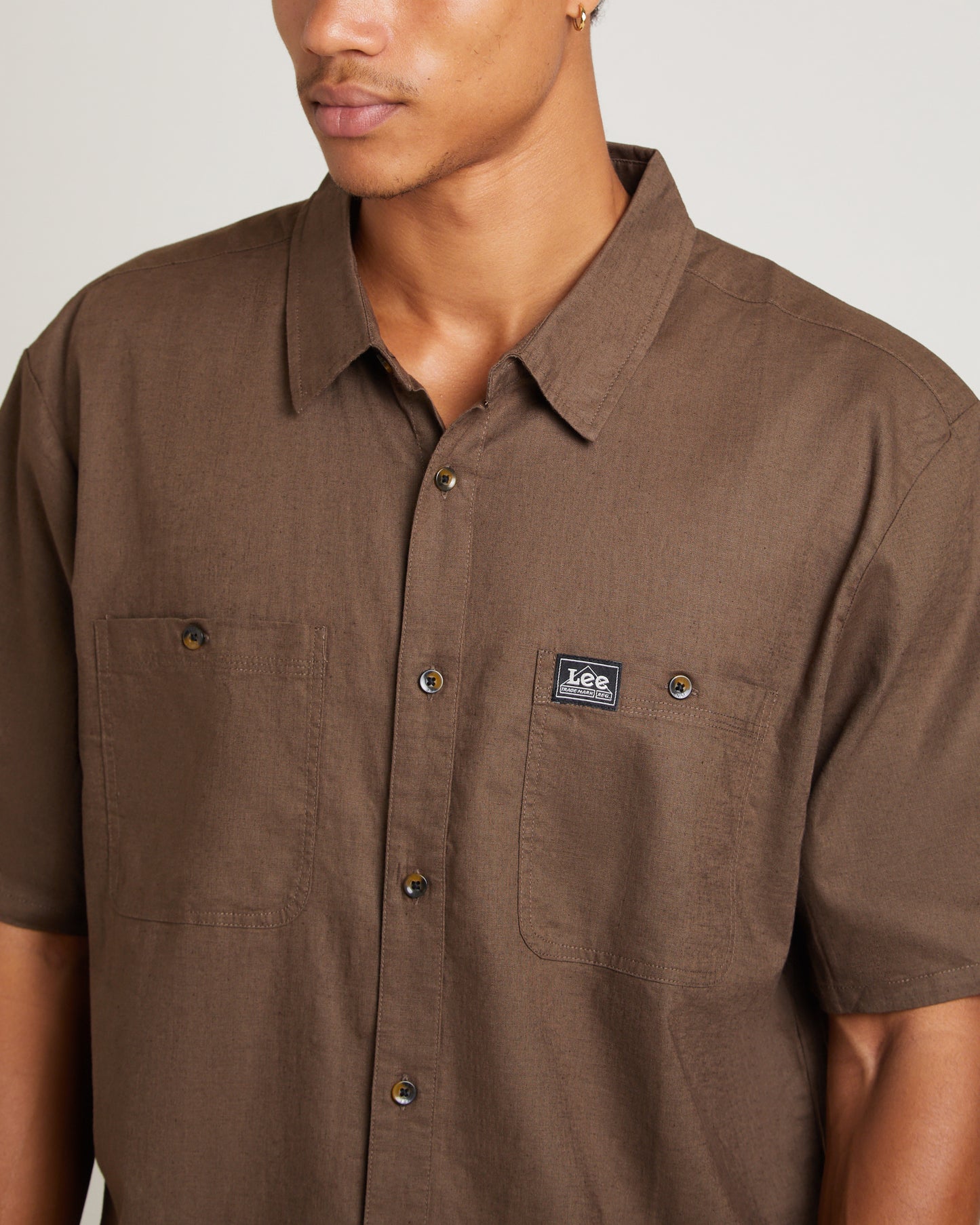 Lee Worker Short Sleeve Shirt in Linen Bark