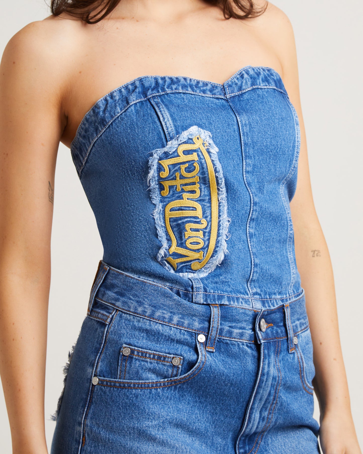 Denim Bustier Top in Blue