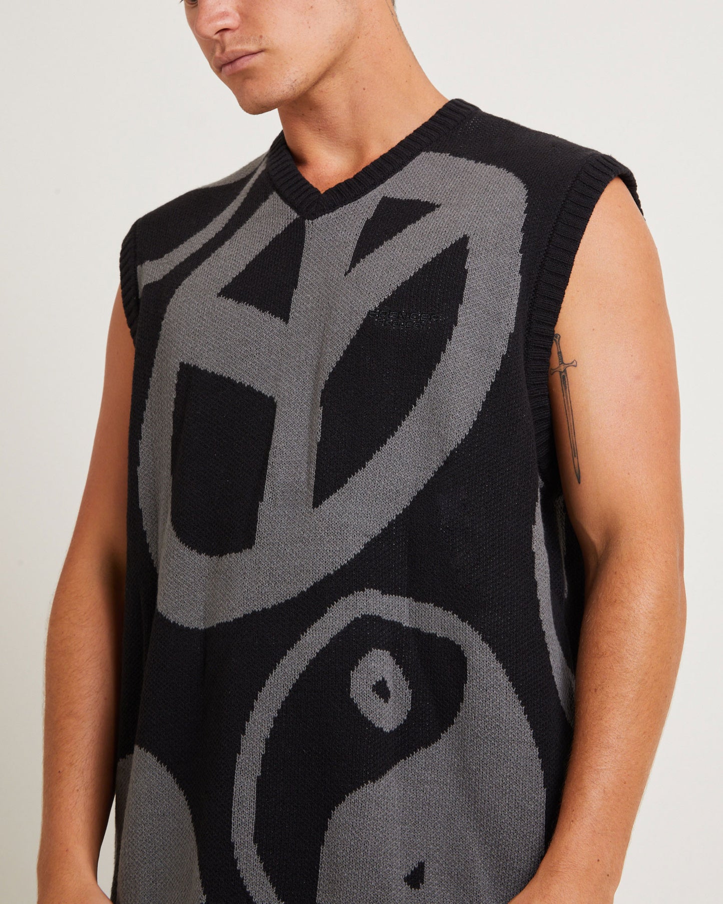 Peace Corp Knitted Vest in Black
