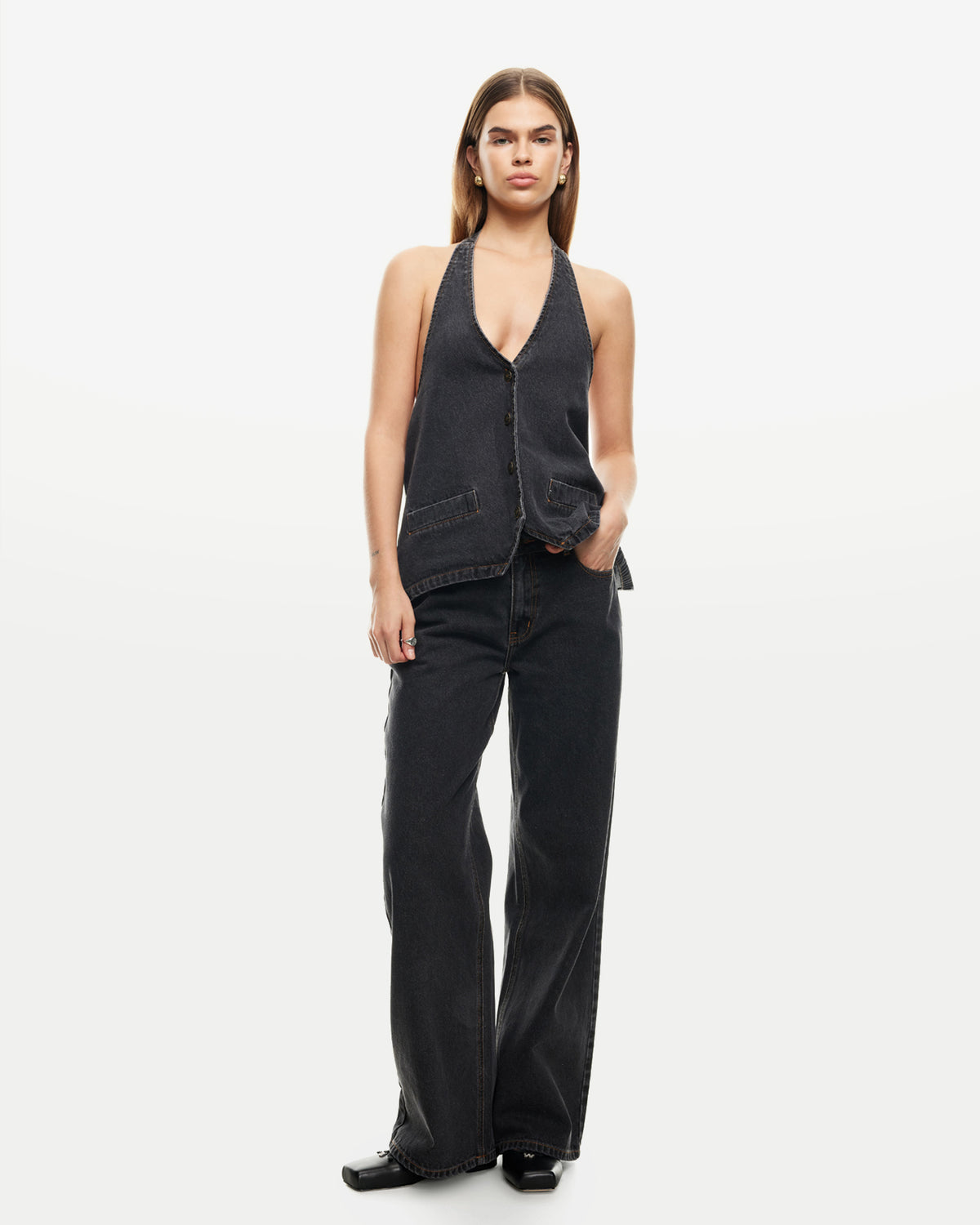 Hills Halter Top CHARCOAL