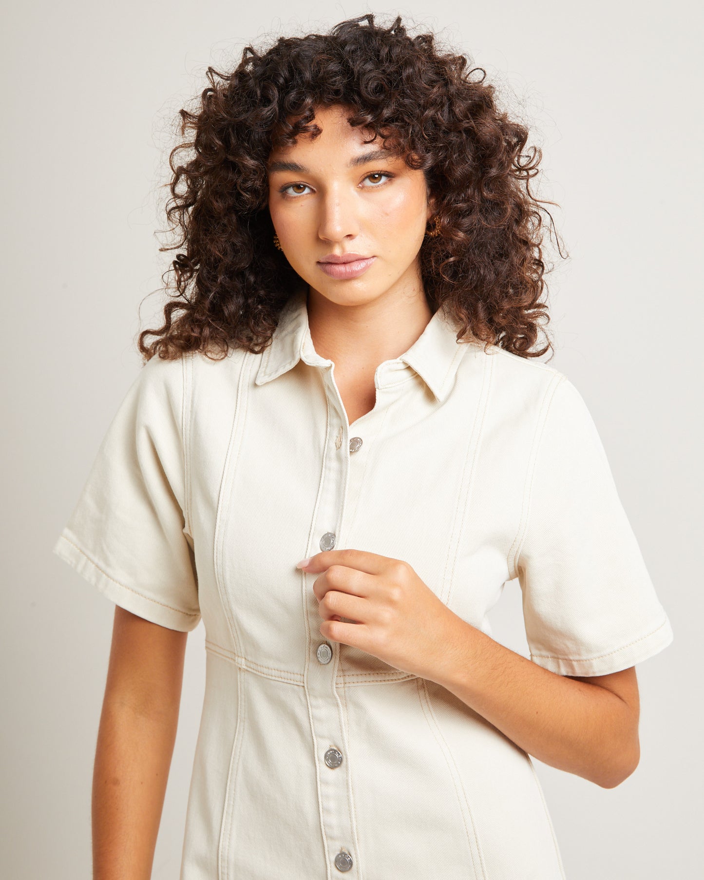 Rio Denim Mini Dress Ecru