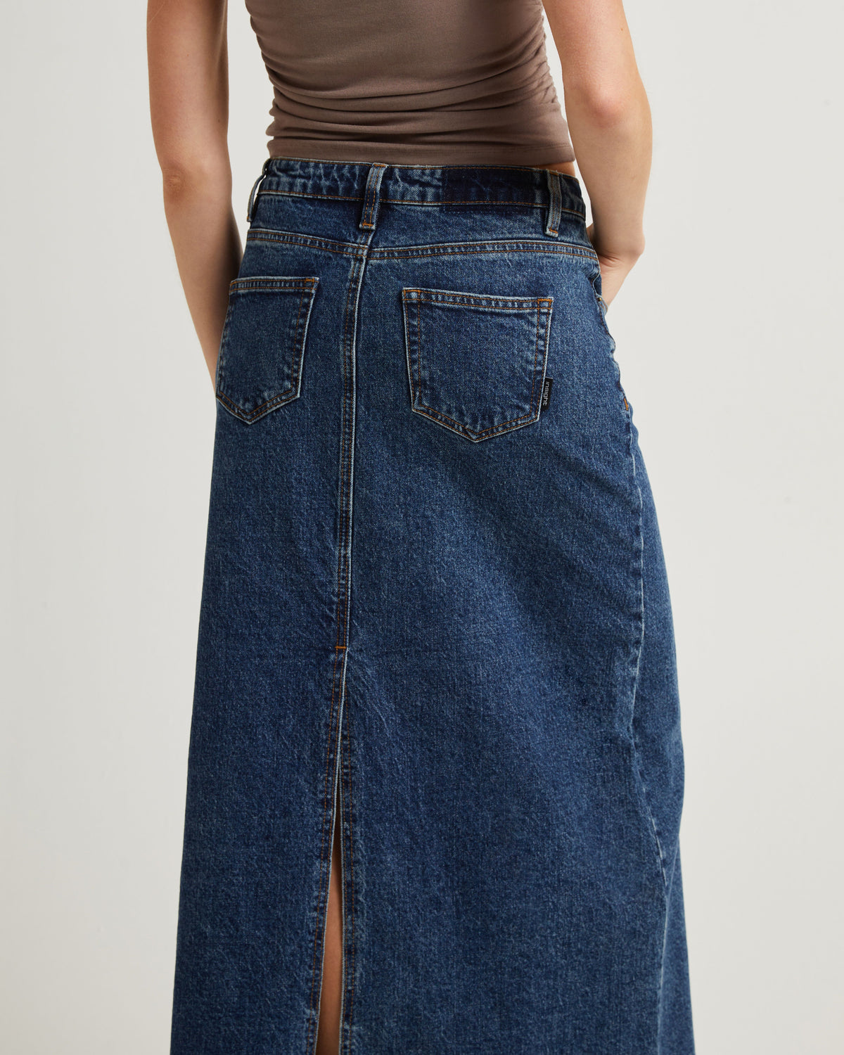 Naya Maxi Denim Skirt Grunge Blue BLUE