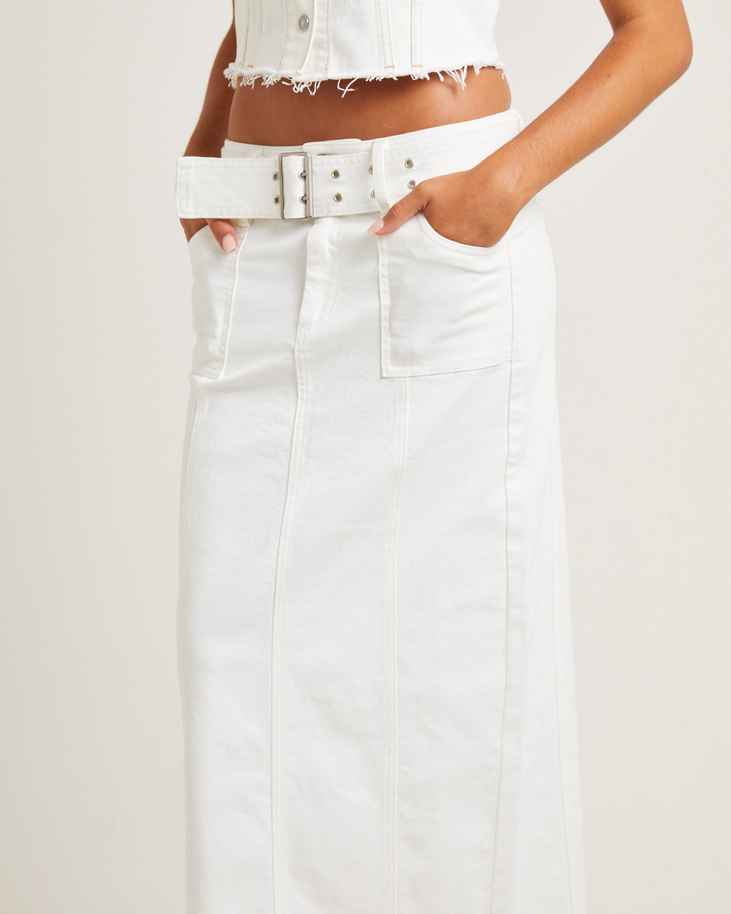 Billy Denim Maxi Skirt Vintage White