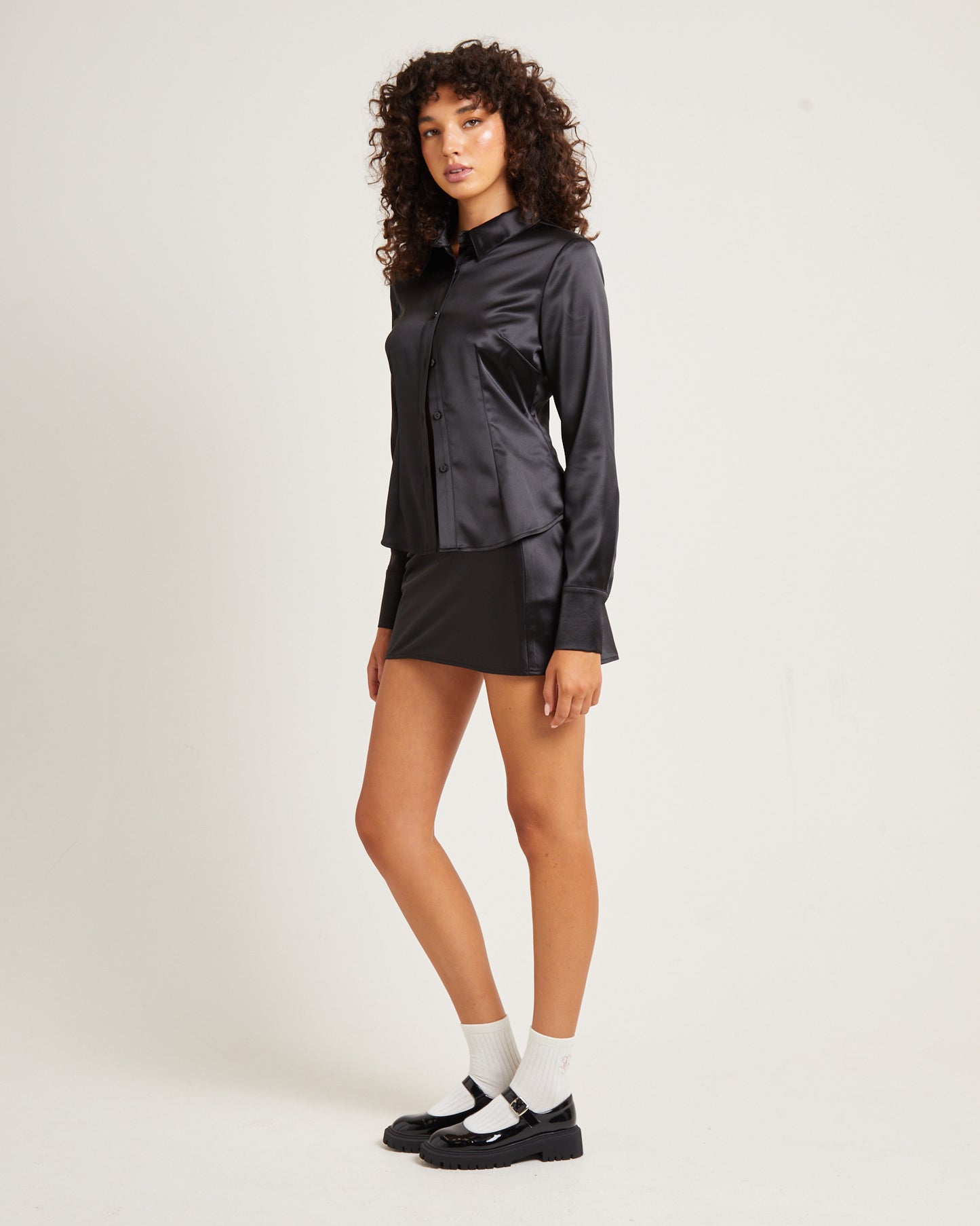 Lily Slimline Satin Long Sleeve Shirt