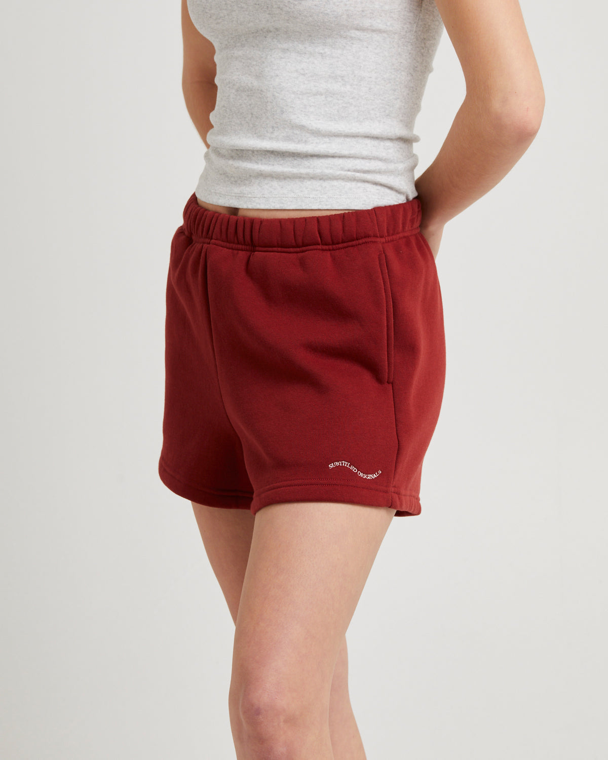 Wave Pull On Fleece Shorts CHERRY