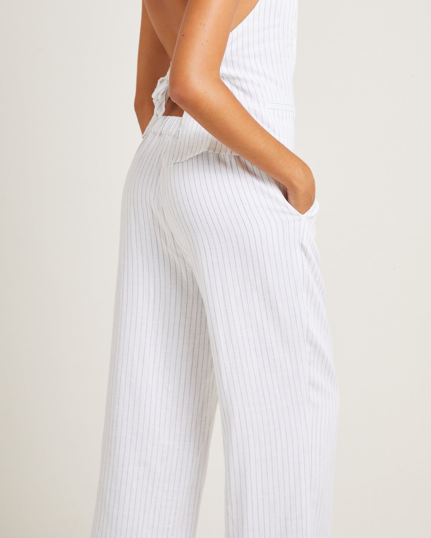 Jemimah Pinstripe Pants White