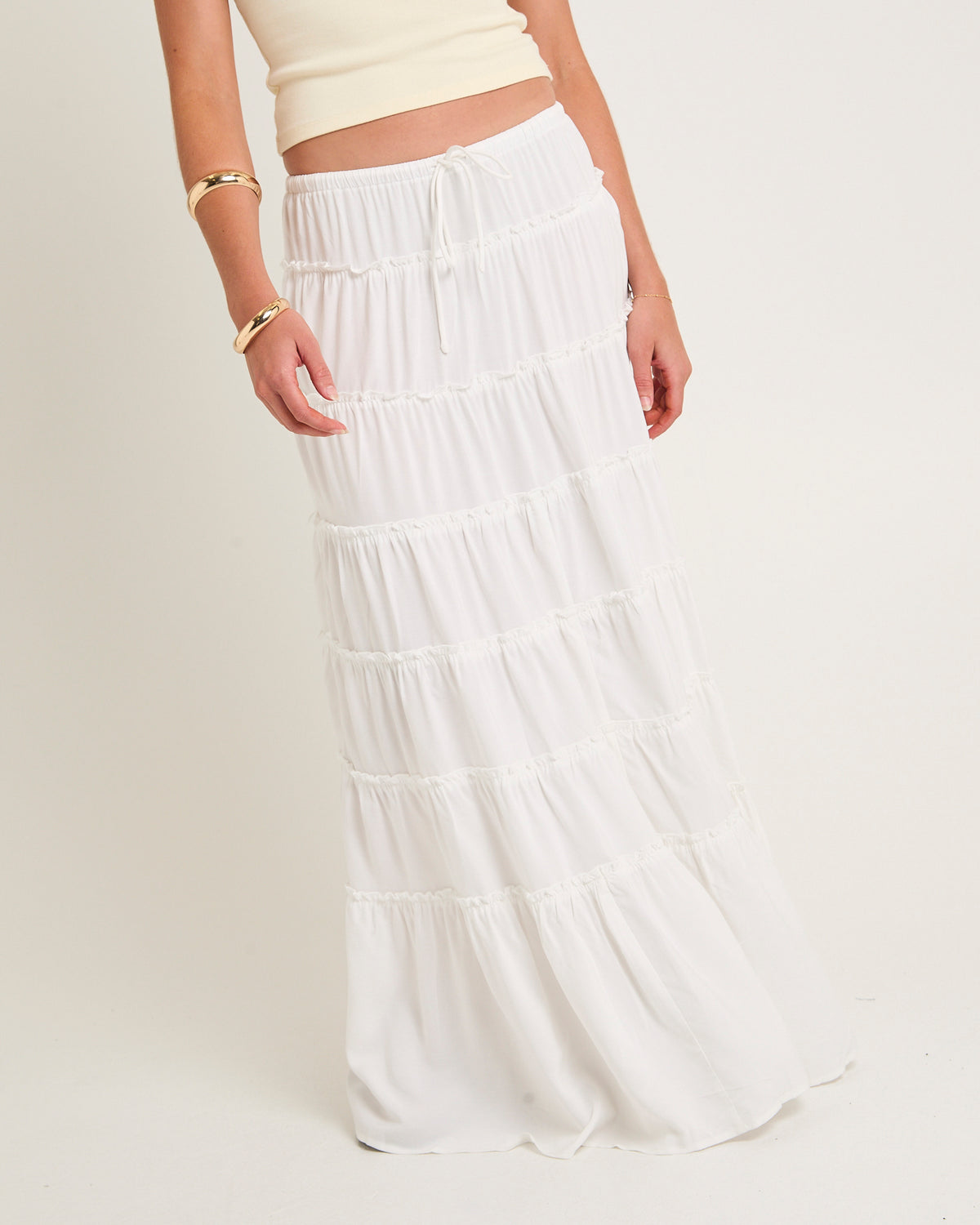 Sereno Tiered Skirt WHITE