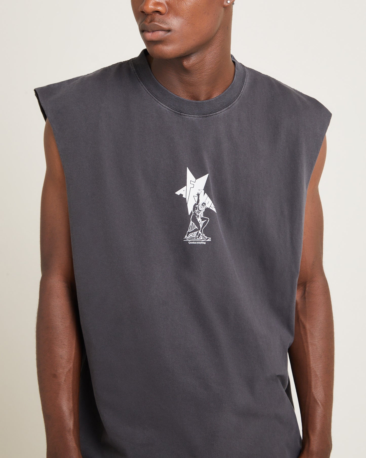 Statue Recycled Sleeveless Tee Stone Black