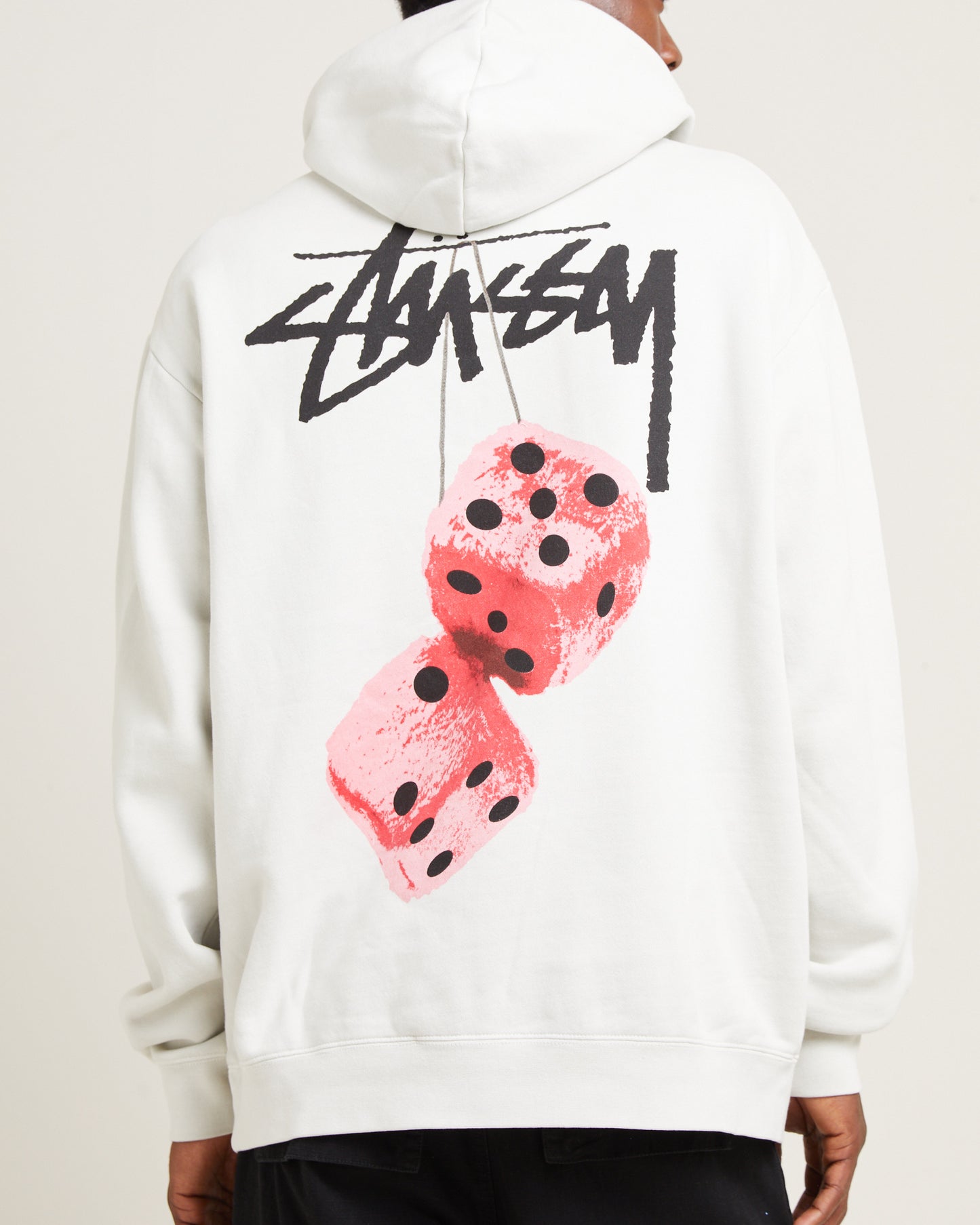 Fuzzy Dice Fleece Hoodie Washed White