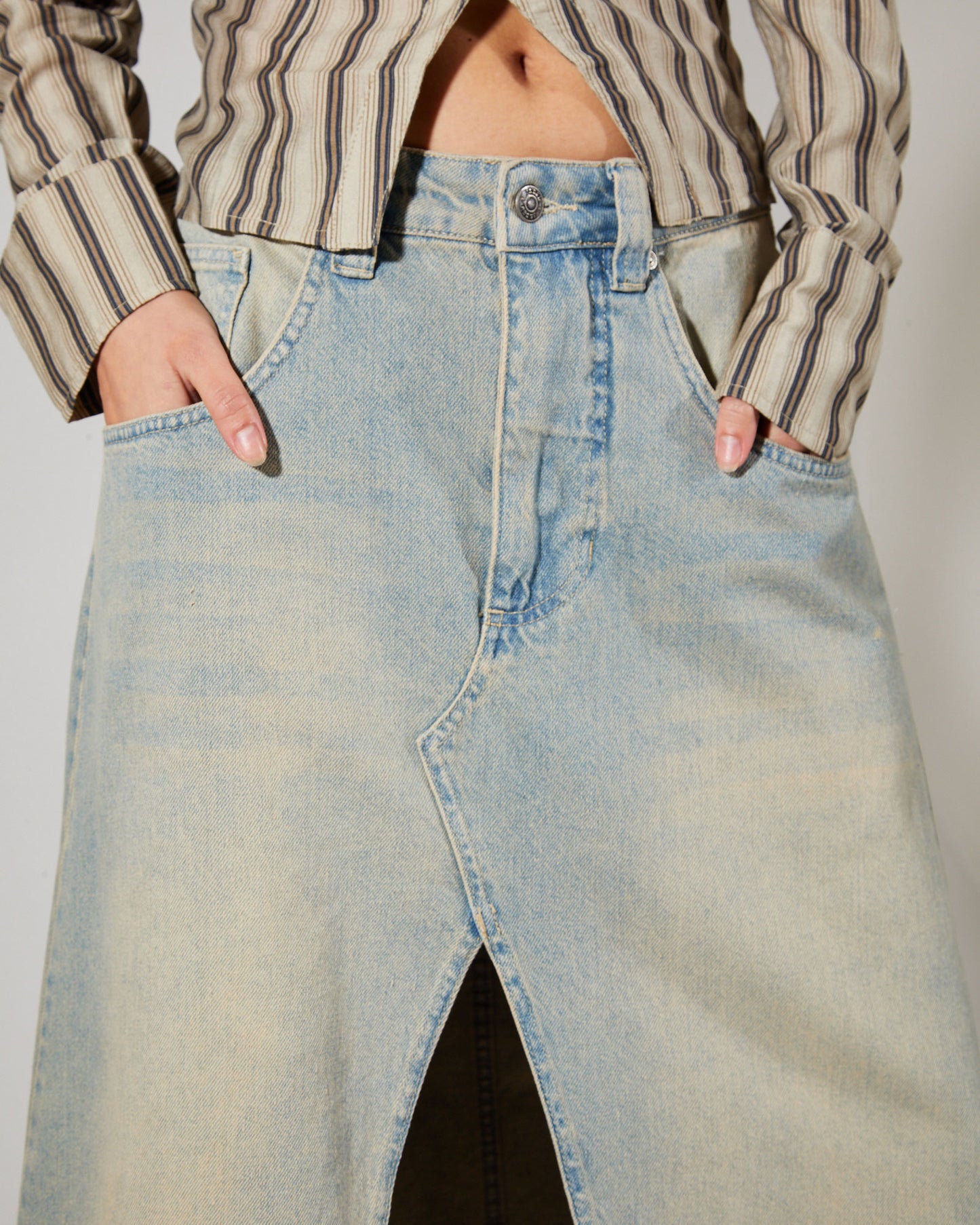 Colossus Maxi Skirt Light Wash Denim