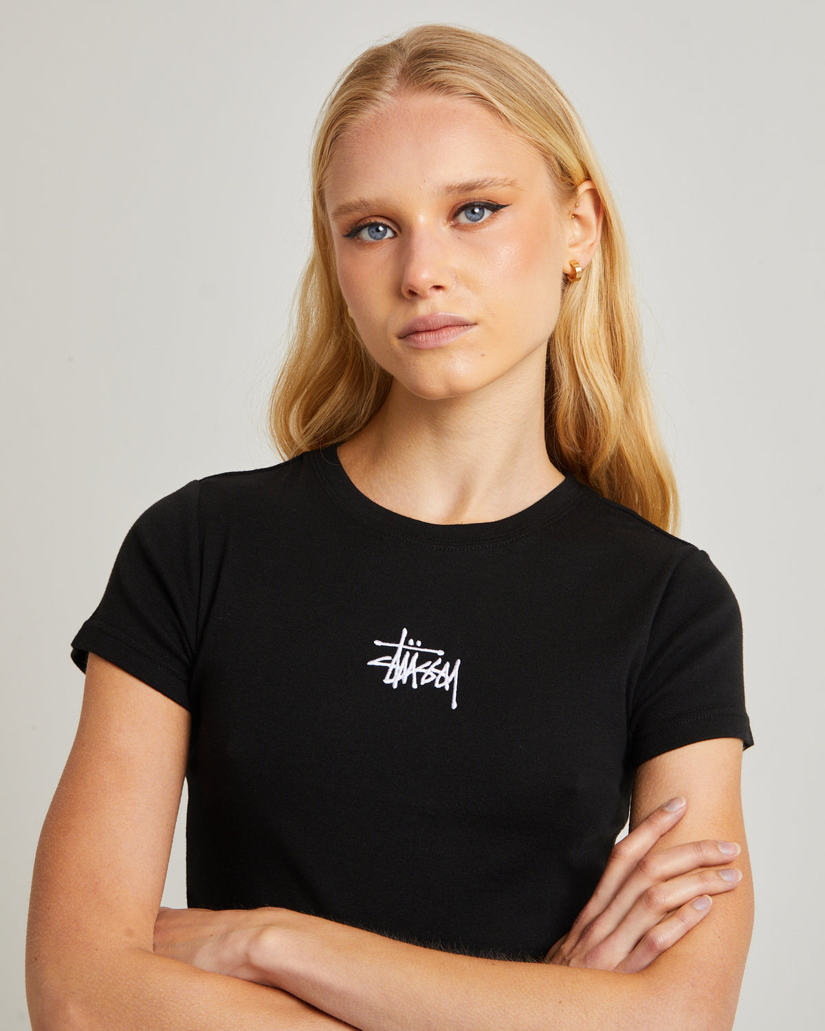 Graffiti EMB Rib Baby Tee Black BLACK