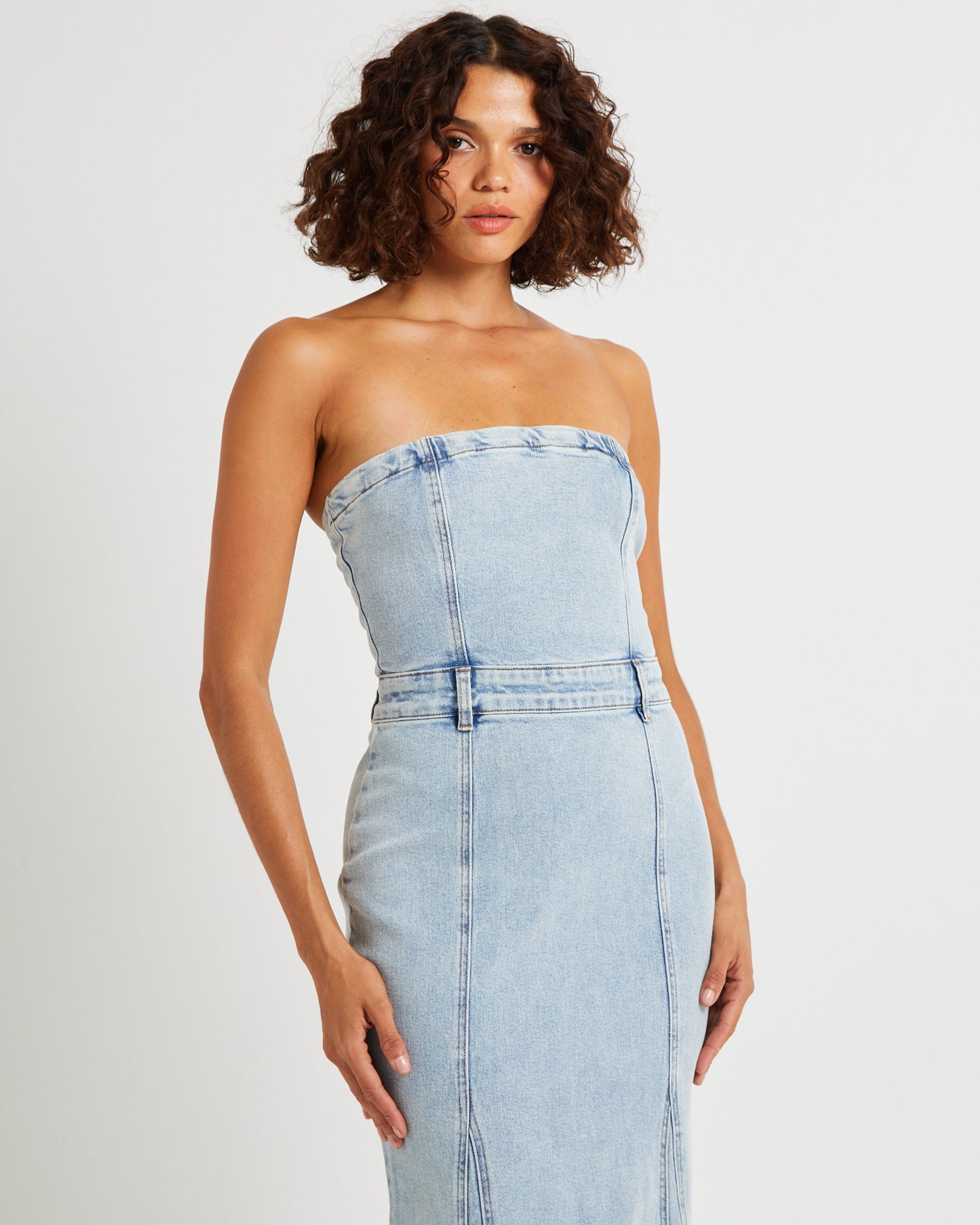 Rendezvous Fishtail Maxi Denim Dress