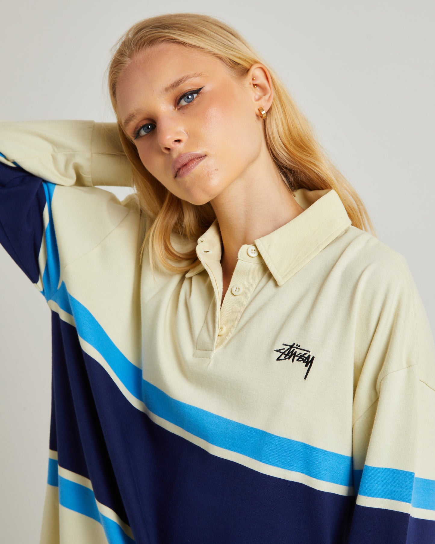 Engineered Stripe Long Sleeve Rugby Shirt