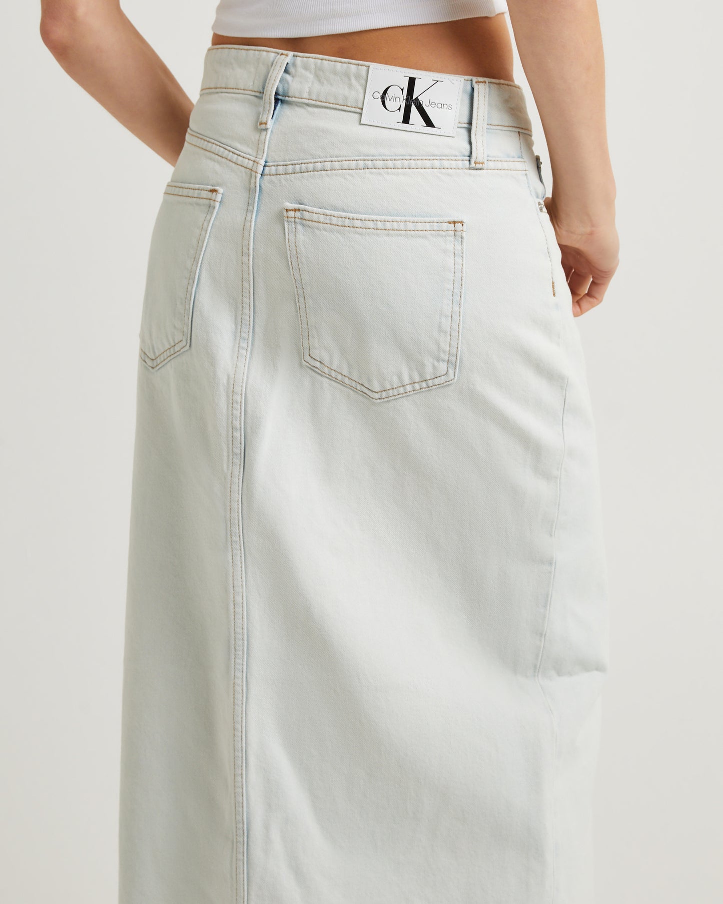 Front Split Denim Maxi Skirt