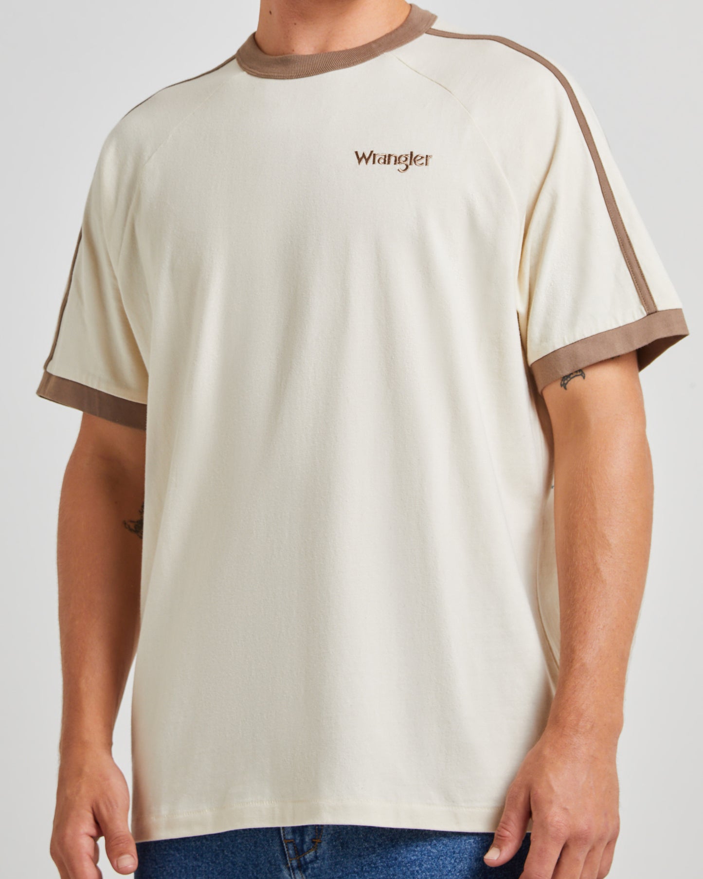 Ringer Short Sleeve T-Shirt Ecru