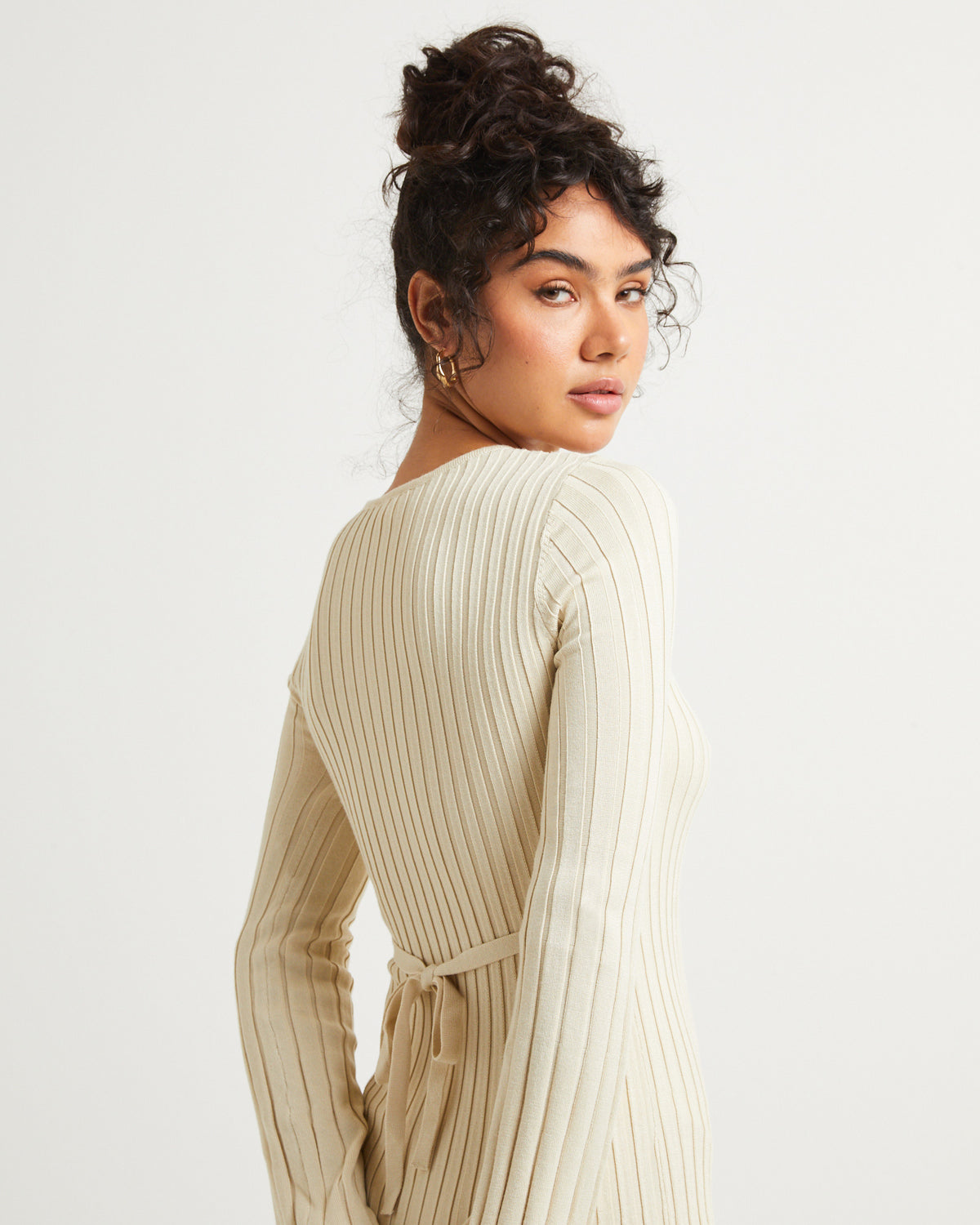 Sophie Long Sleeve Rib Knit Dress OAT -
