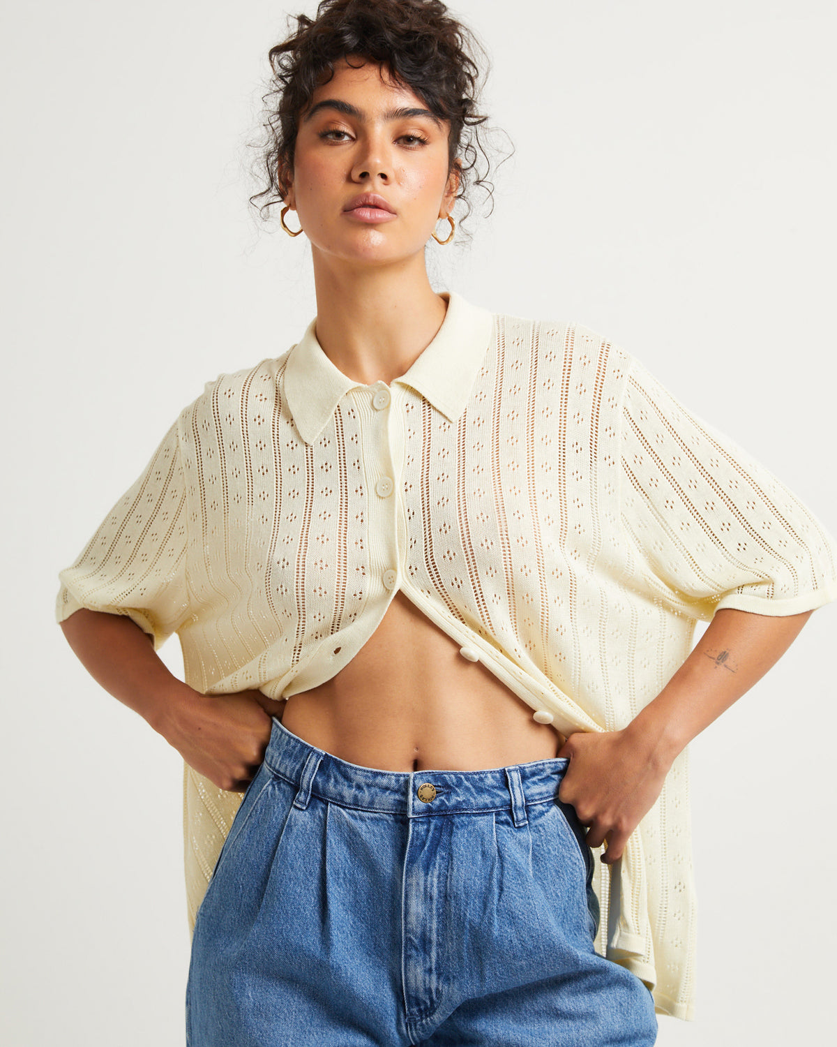 Milan Knit Short Sleeve Shirt Buttercream BUTTERCREAM