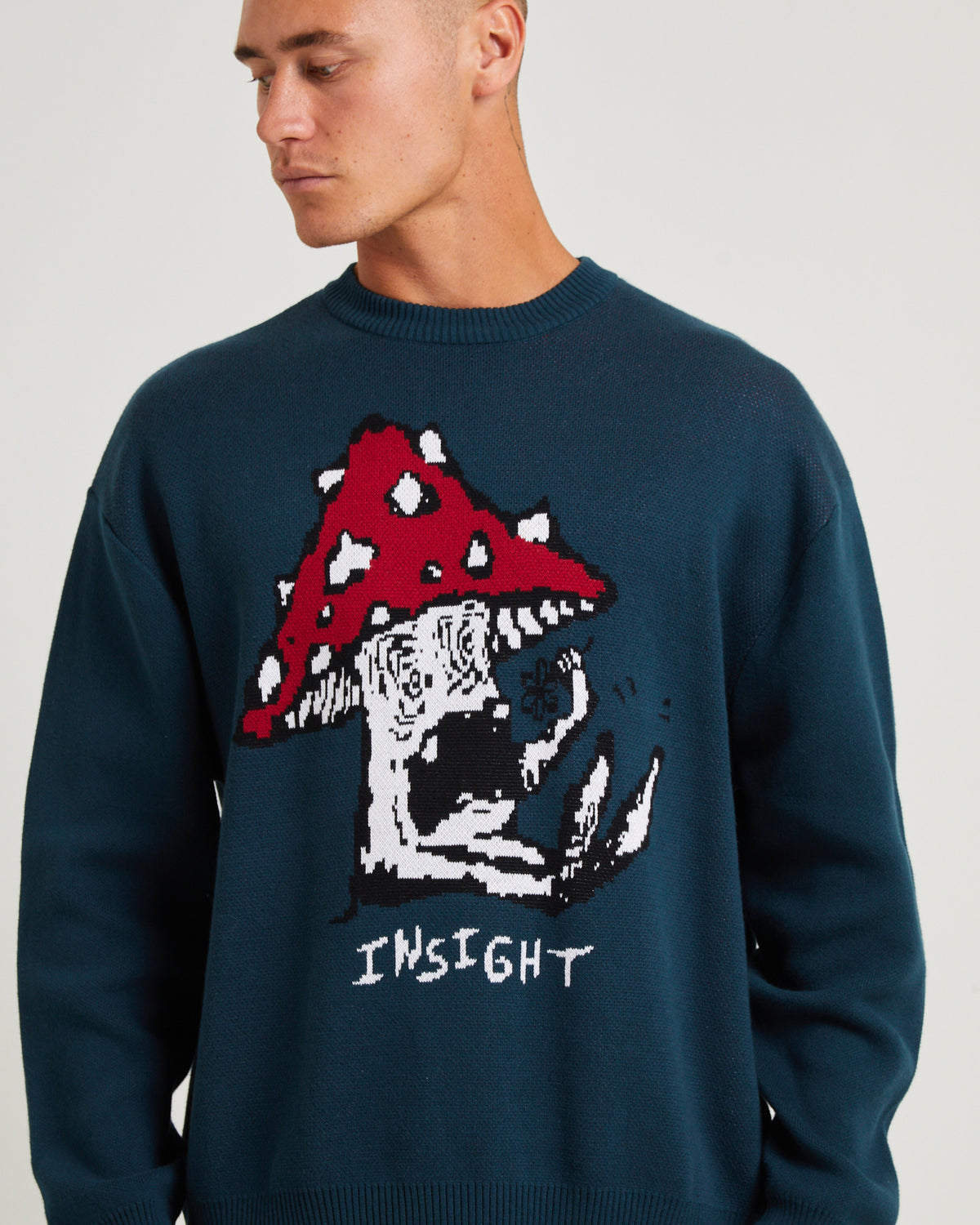 Wired Intarsia Knit Jumper PINE