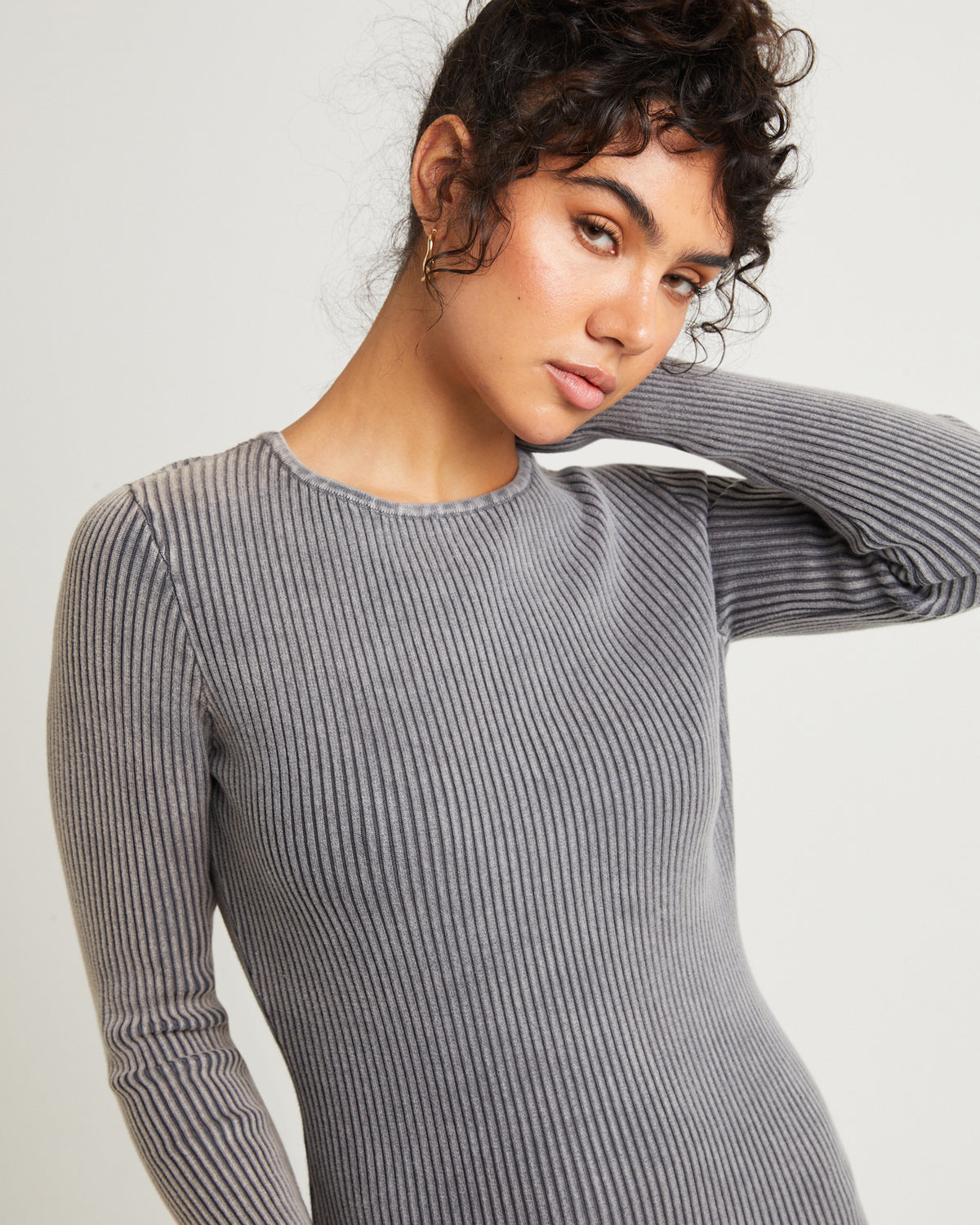Acid Rave Rib Knit Mini Dress ACID BLACK