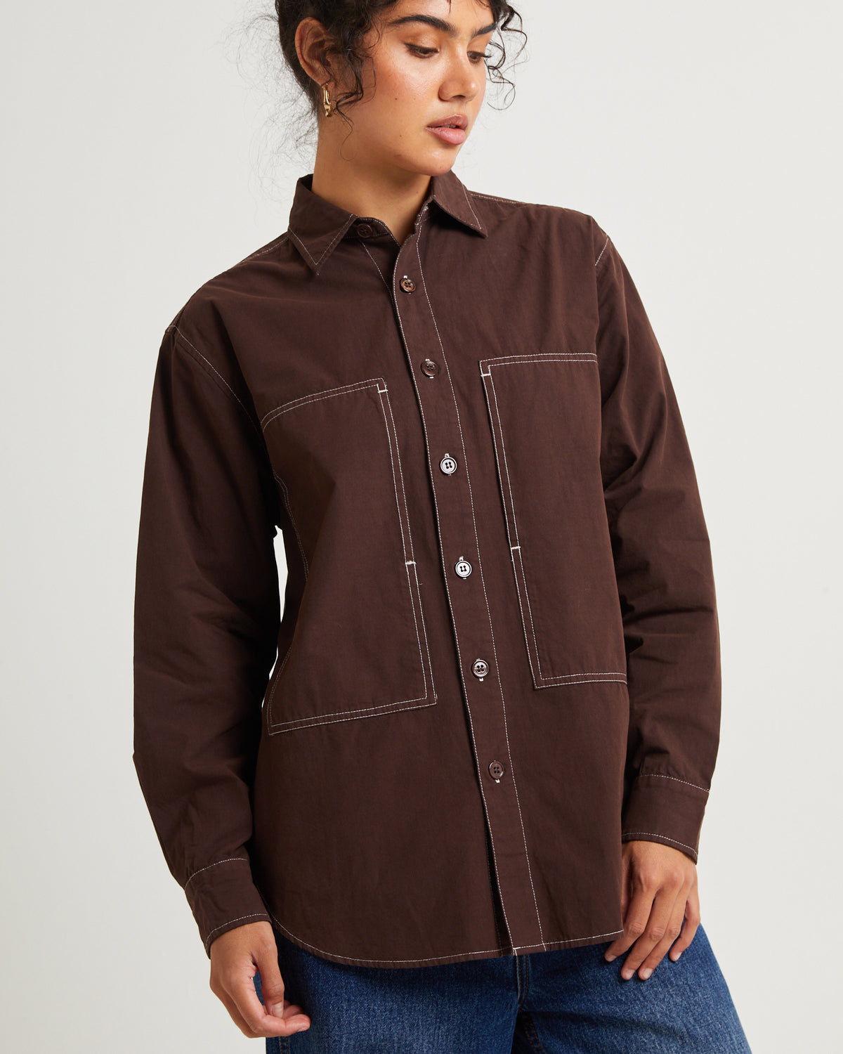 Cliff Long Sleeve Shirt Chocolate CHOCOLATE