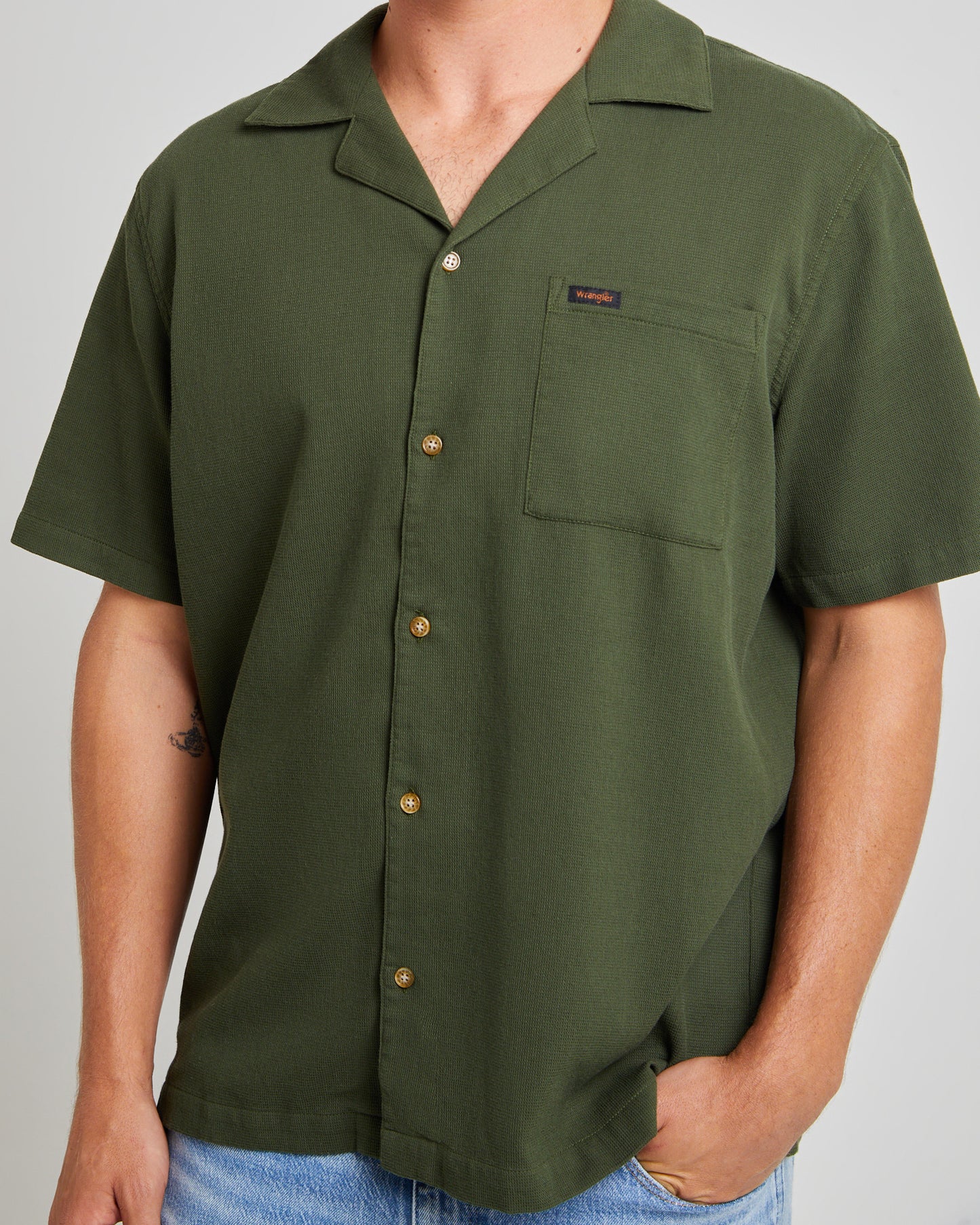Resort Waffle Shirt Forest Green