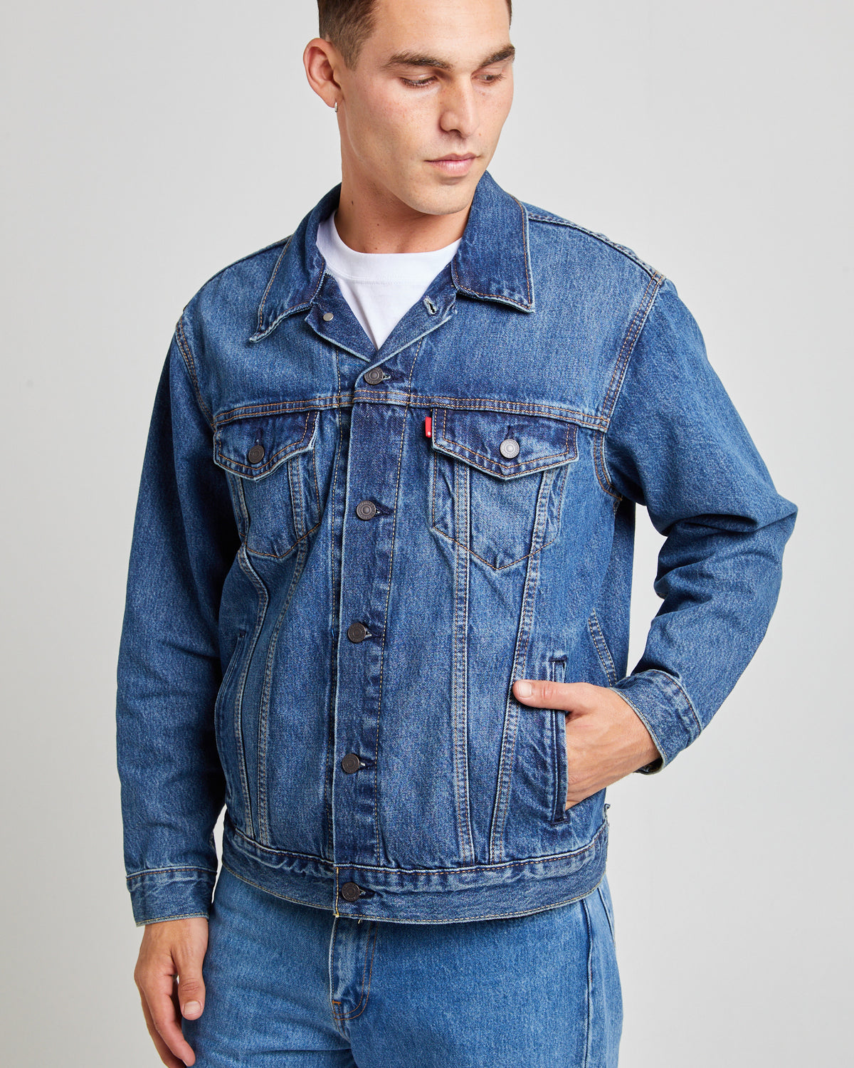 Relaxed Fit Trucker Denim Jacket Waterfalls WATERFALLS