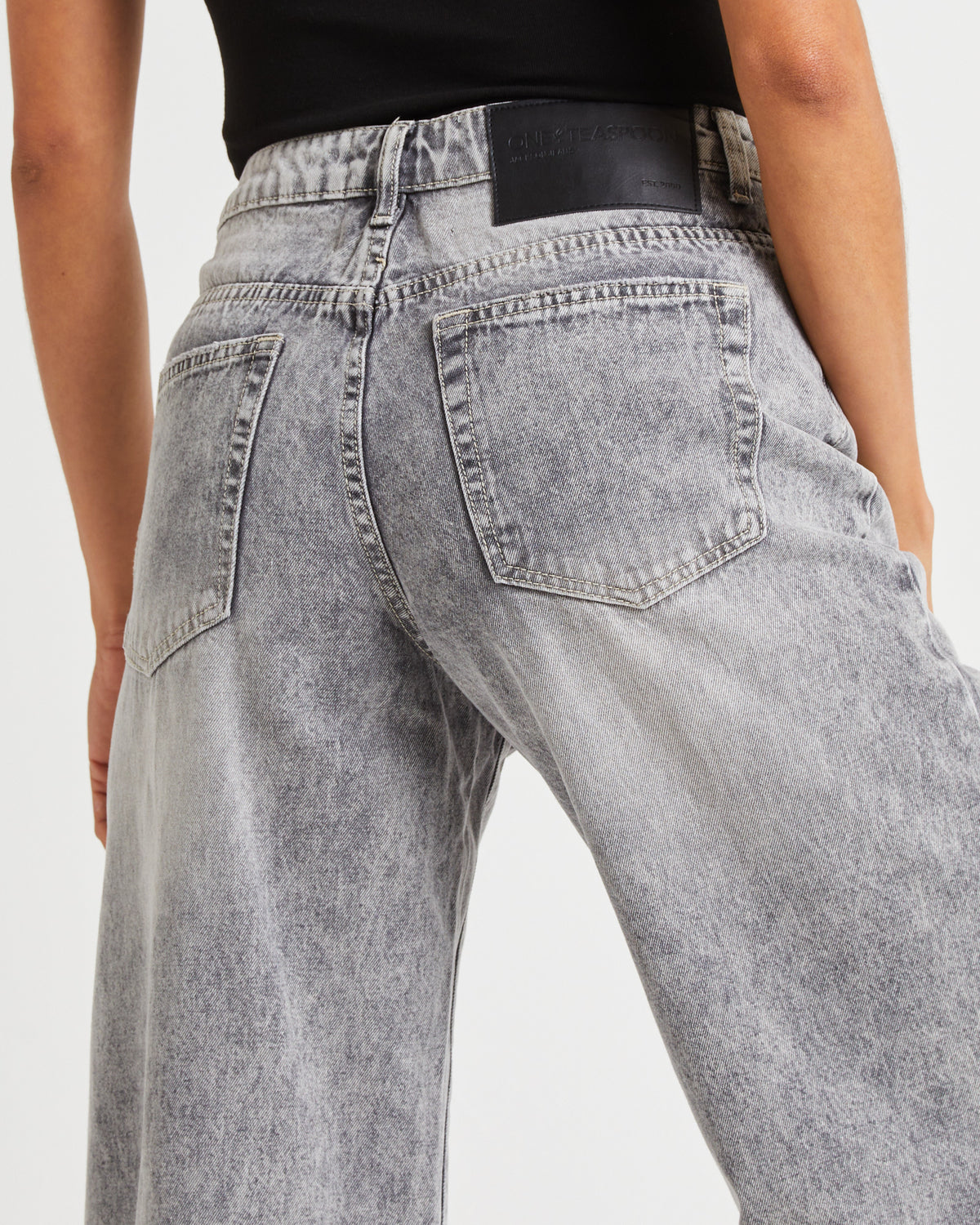 Smoke Jackson Mid Waist Wide Denim Jeans SMOKE