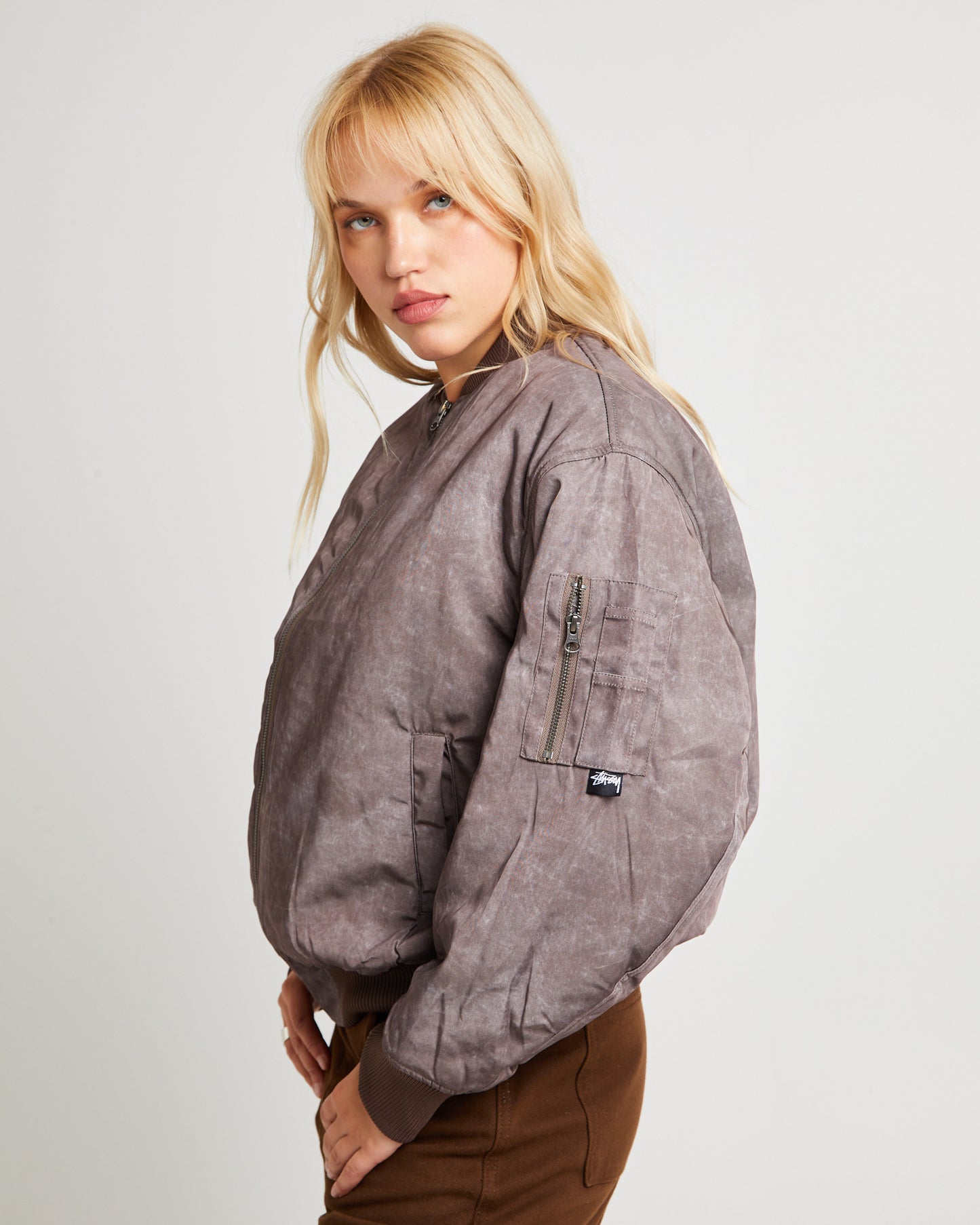 Nylon Bomber Jacket Chocolate