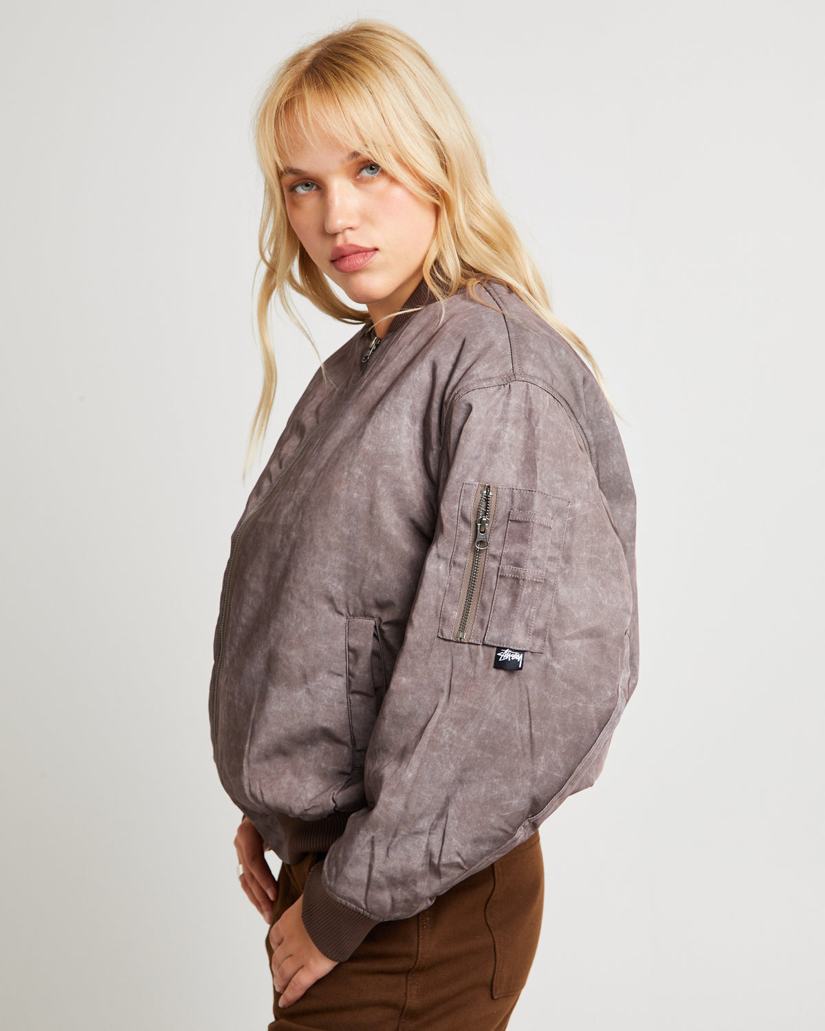 Nylon Bomber Jacket Chocolate CHOCOLATE