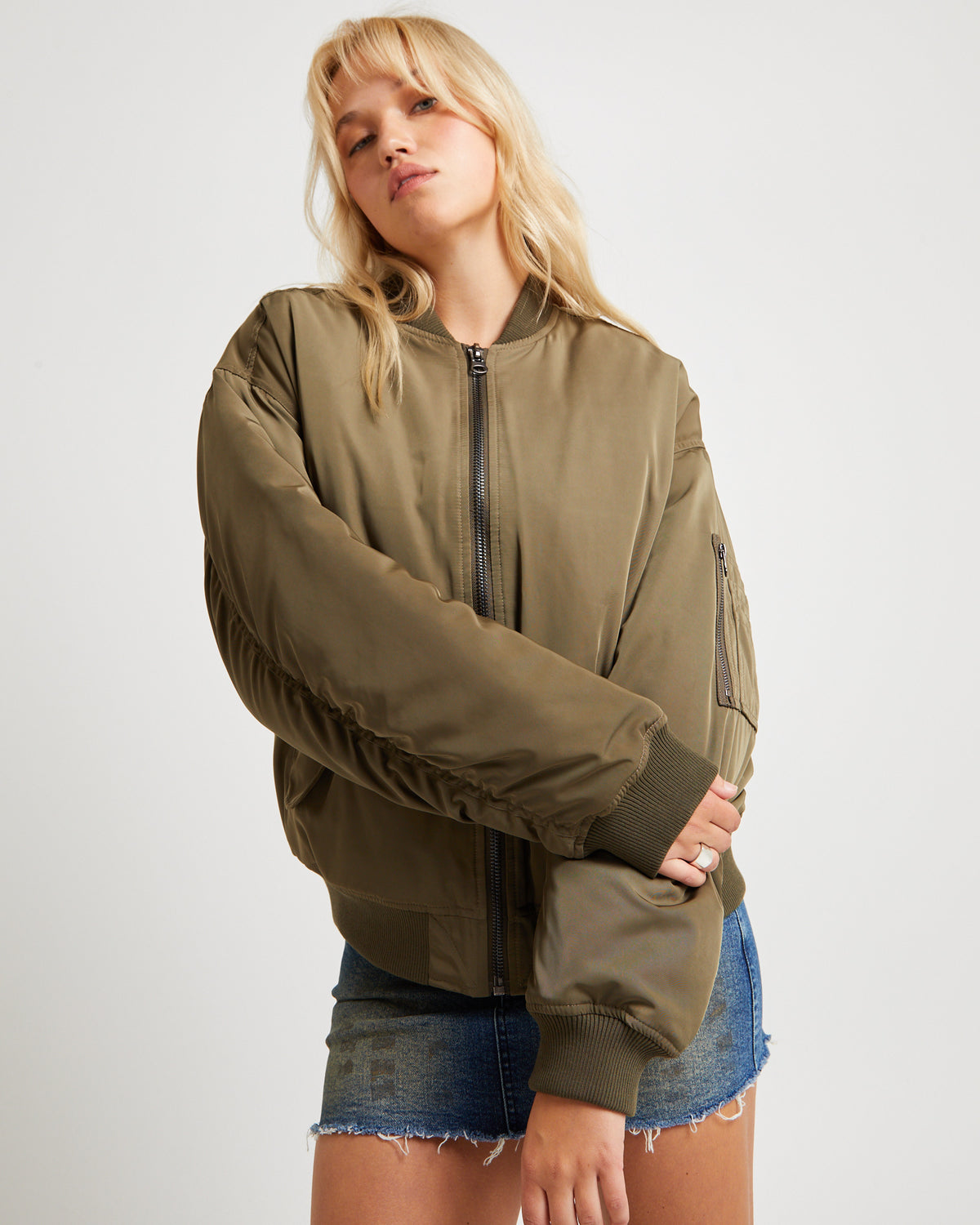 Relaxed Bomber Jacket ARMY GREEN