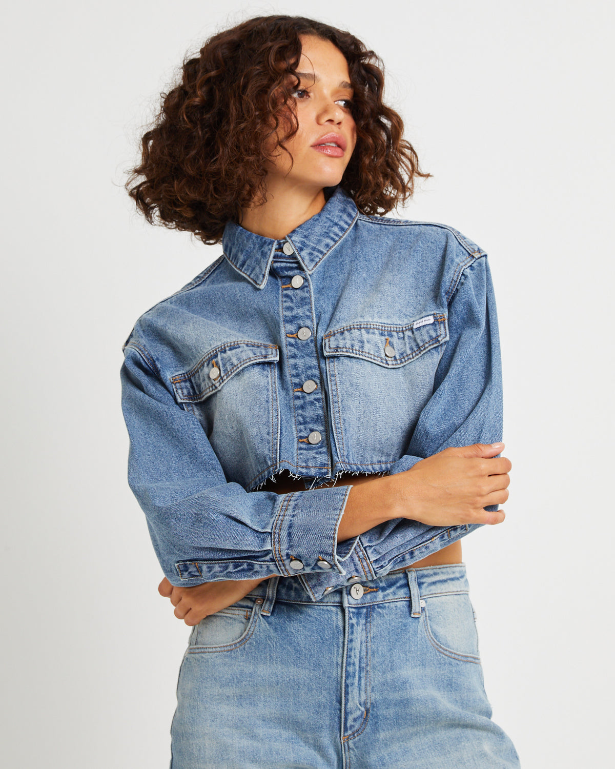 Cropped Denim Shacket Lula MID VINTAGE BLUE