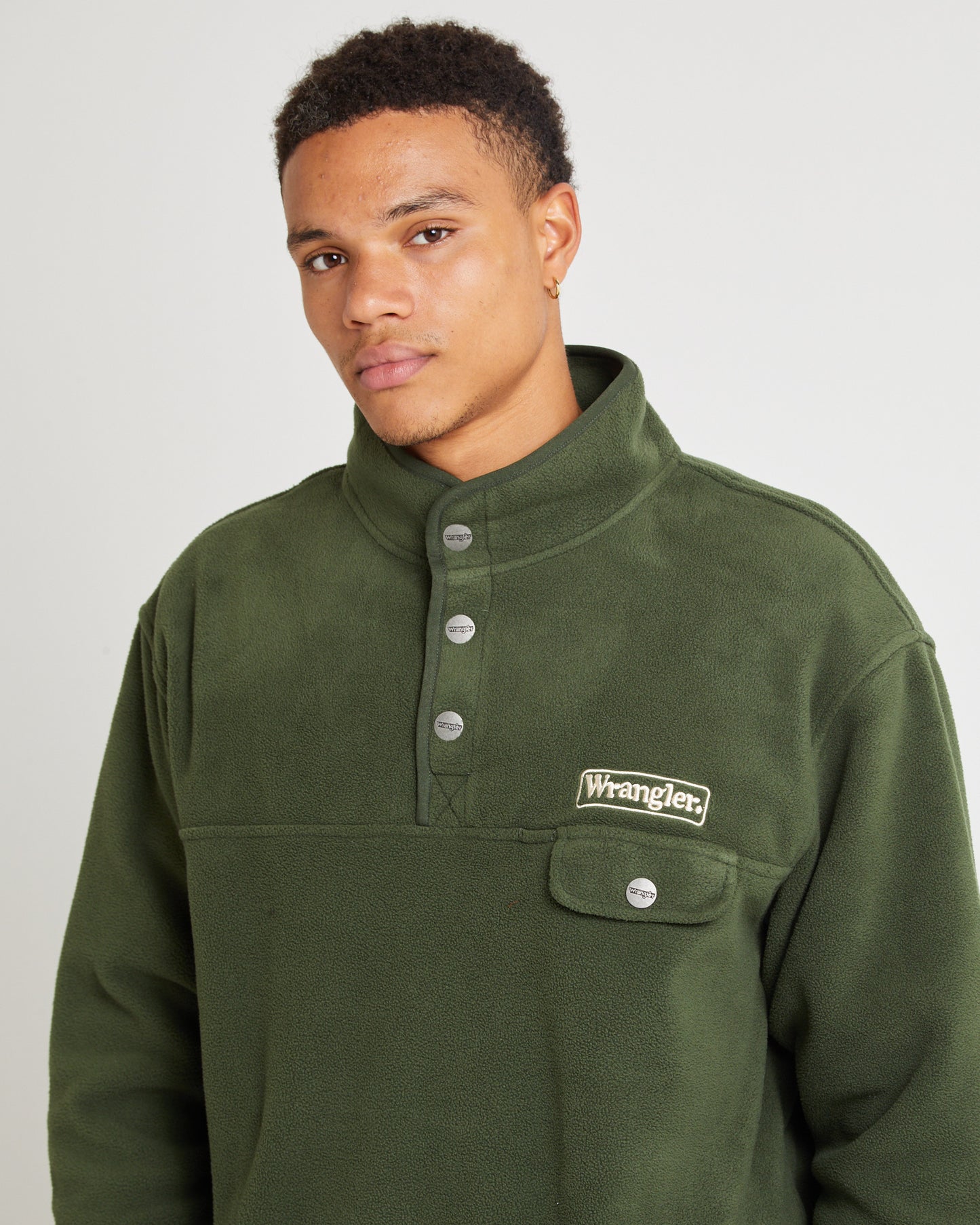 Polar Button Up Sweat Jumper Forest Green