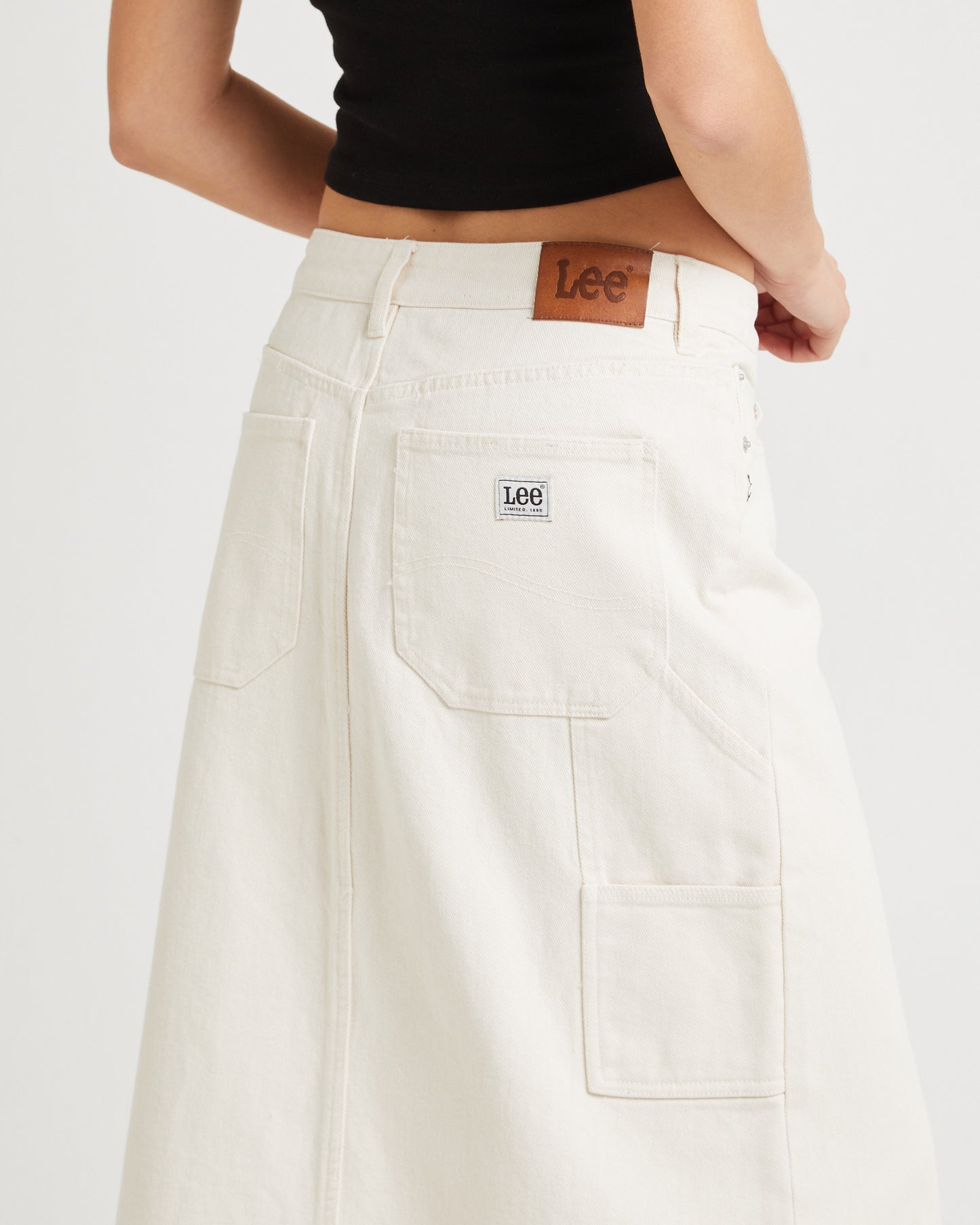 90s Mid Denim Maxi Skirt Unbleached