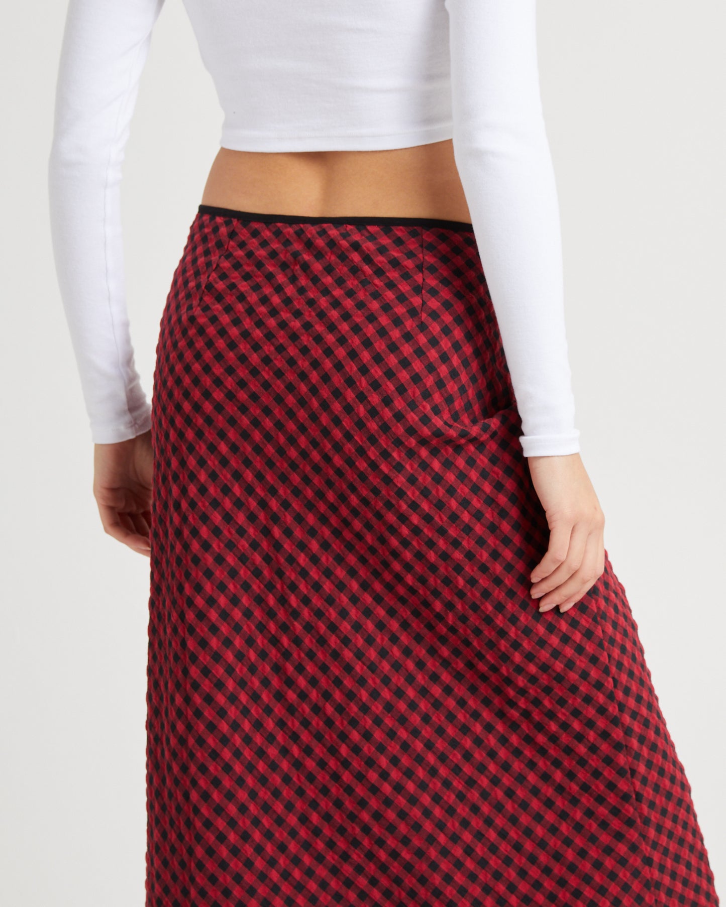 Grunge Plaid Midi Skirt