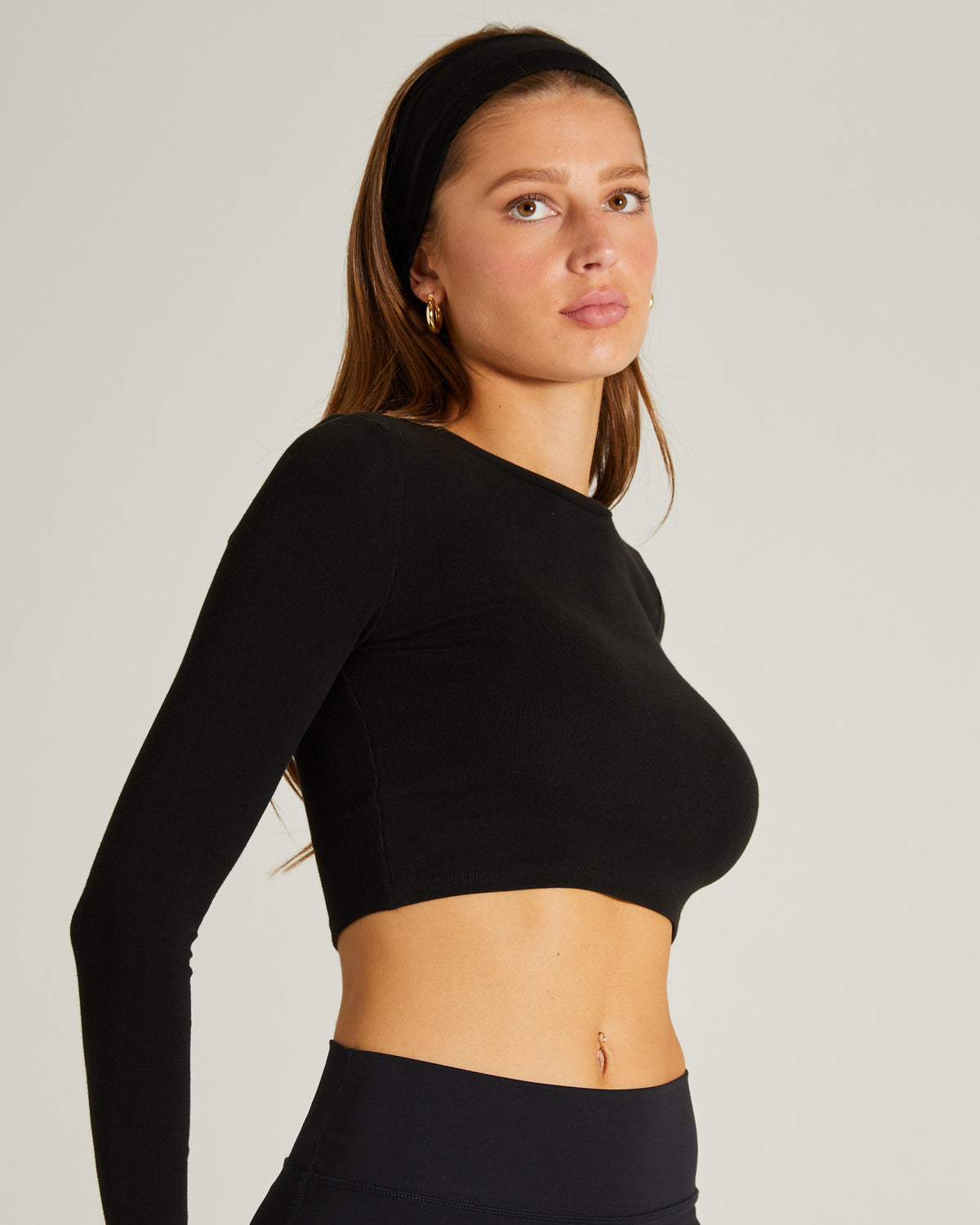 Long Sleeve Crop Top BLACK