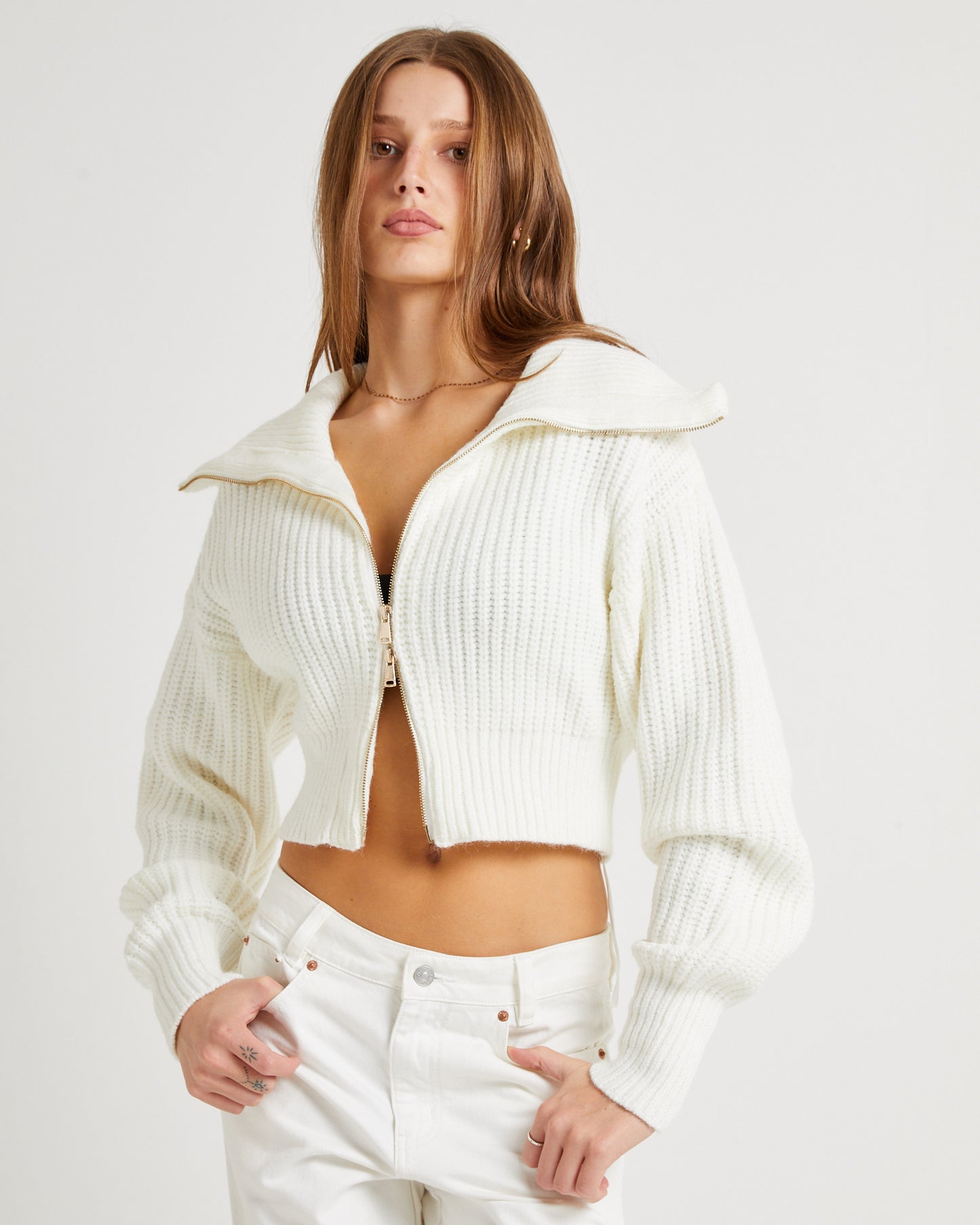 Simmy Double Zip Knit Top