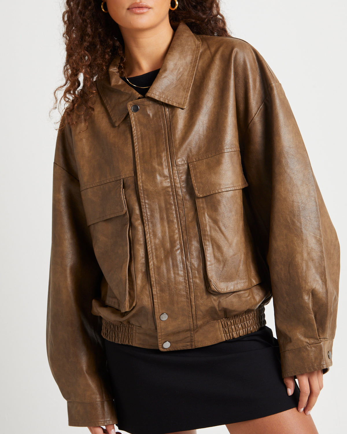 Jen Oversized Patch Pocket Jacket CHOCOLATE