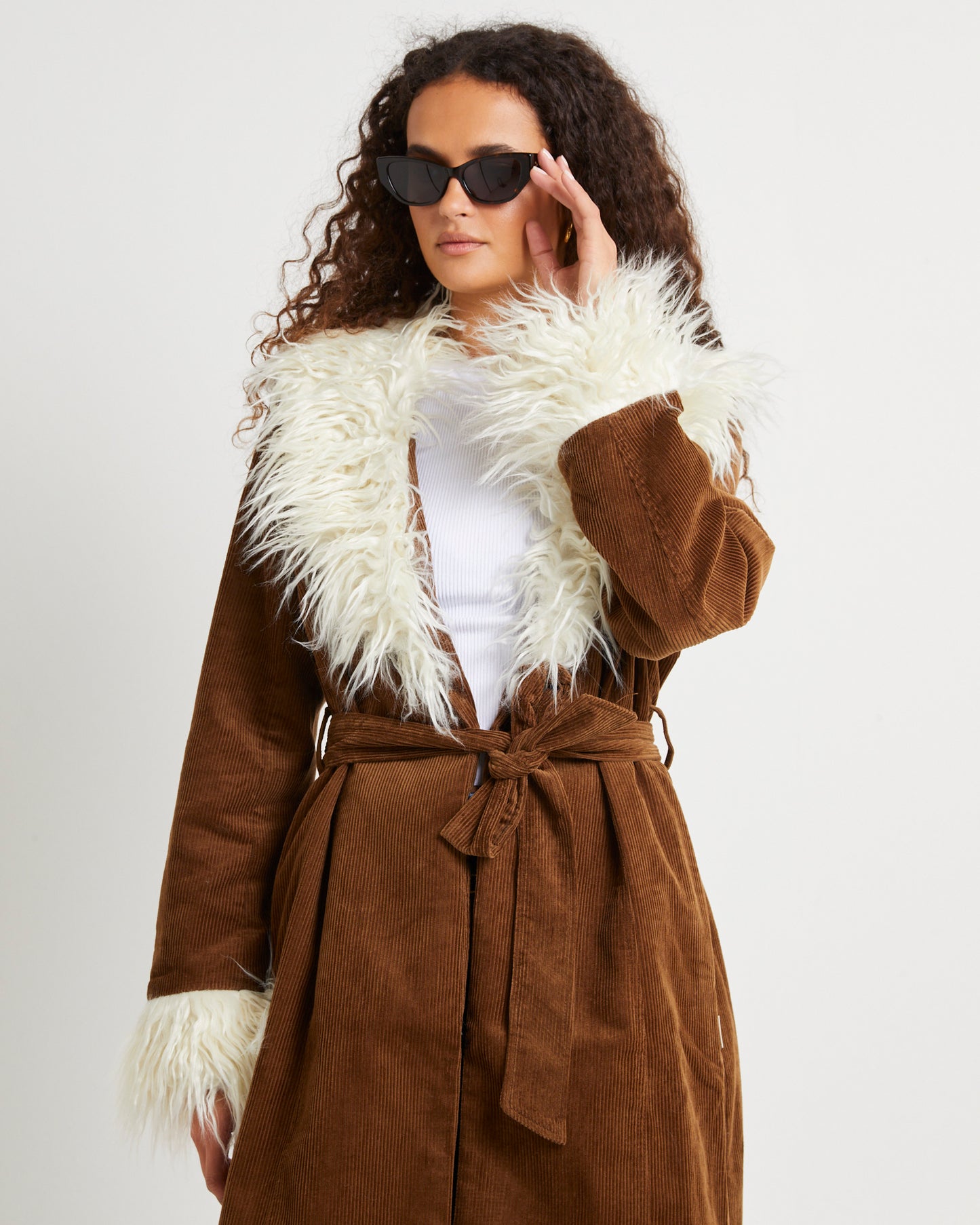 Shag Corduroy Coat Coffee