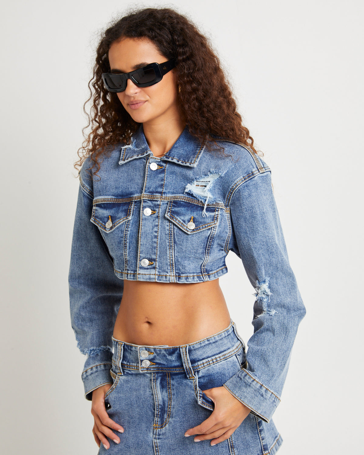 Roxy Shrunken Denim Jacket RINGSPUN BLUE