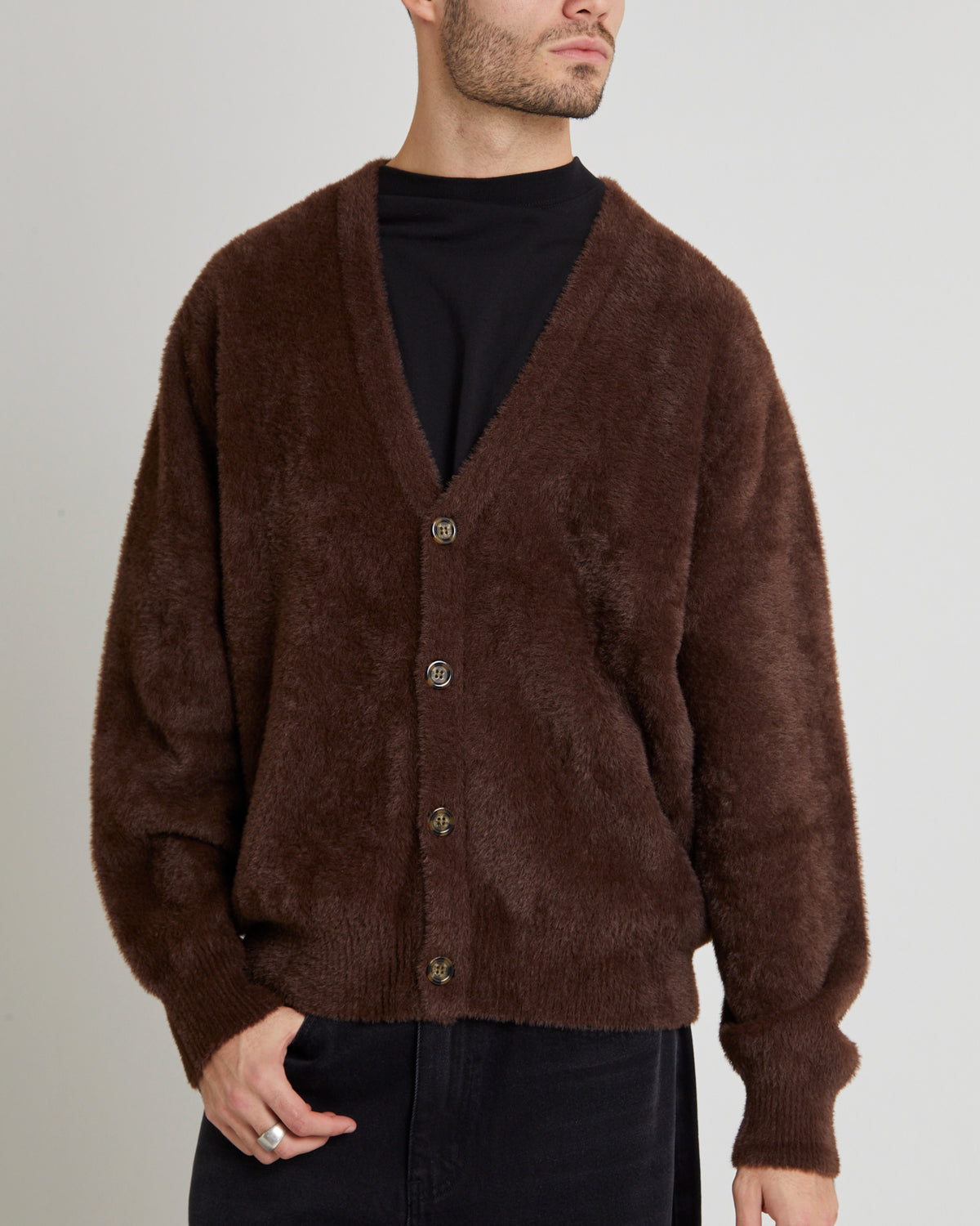 SHAG CARDIGAN BROWN BROWN