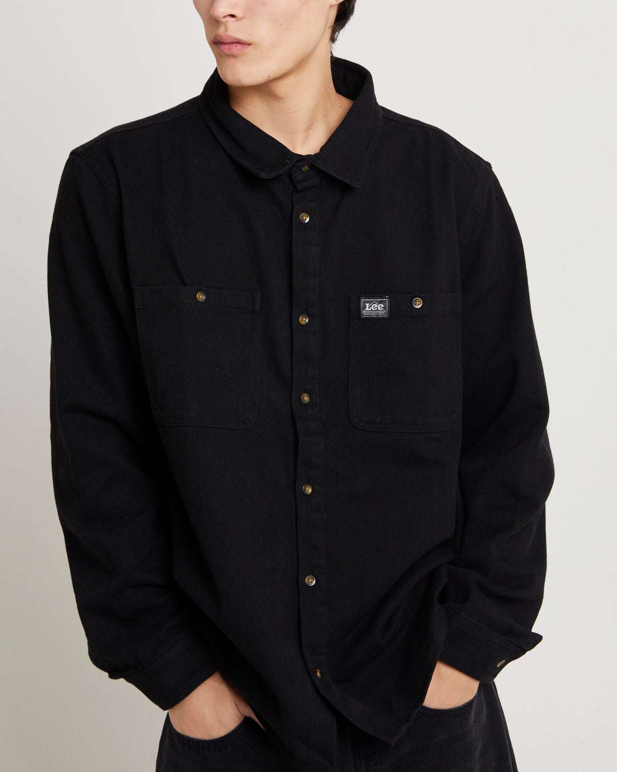 Lee Worker Longsleeve Shirt Black Contrast Black Contrast