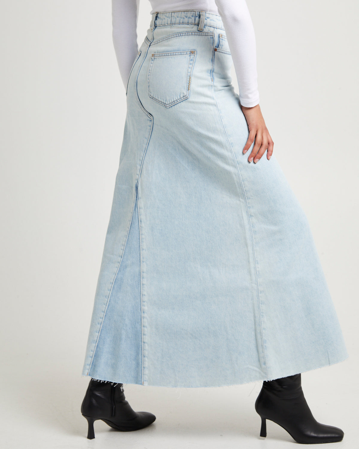Rework Denim Maxi Skirt - Light Bleach/French Contrast LIGHT BLEACH/FRECH BLUE