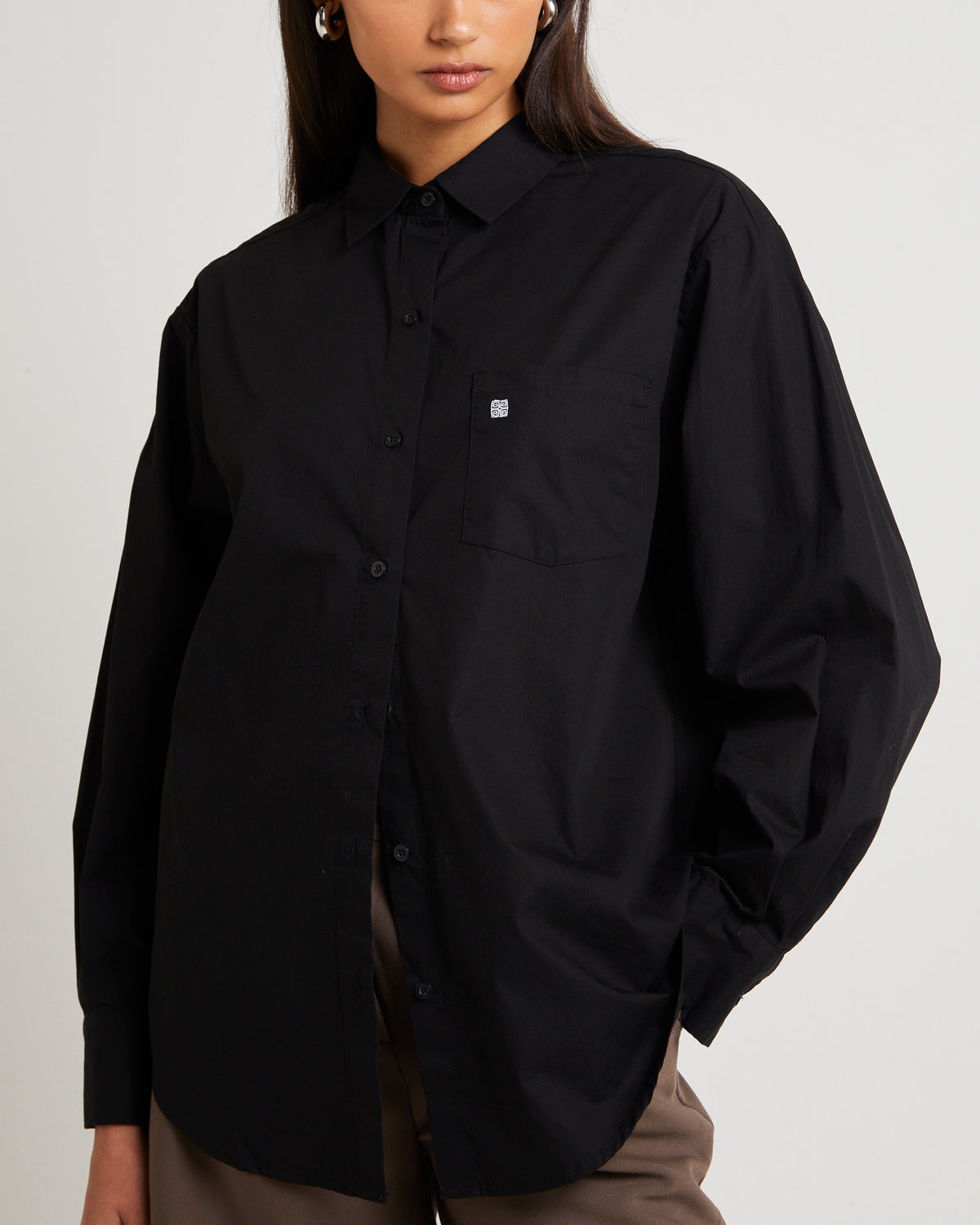 Oversized Poplin Shirt BLACK
