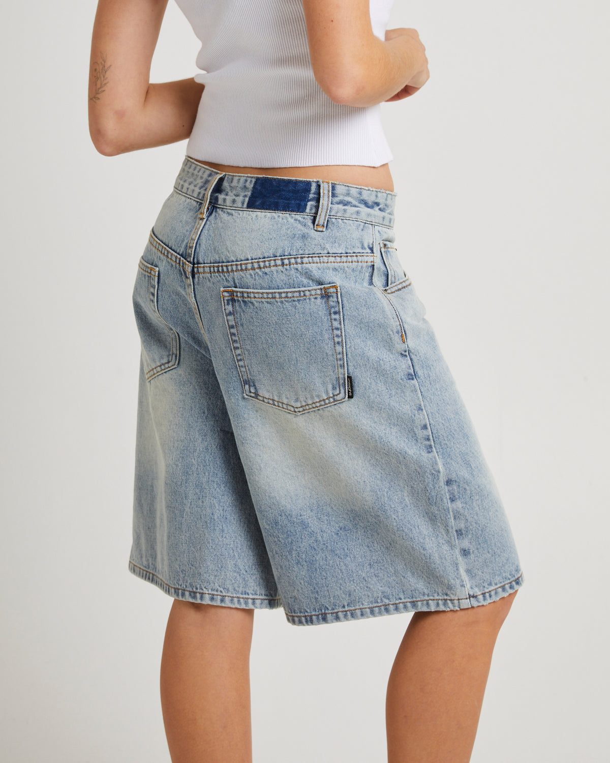 Kourtney Longline Denim Jorts BLUE RINSE