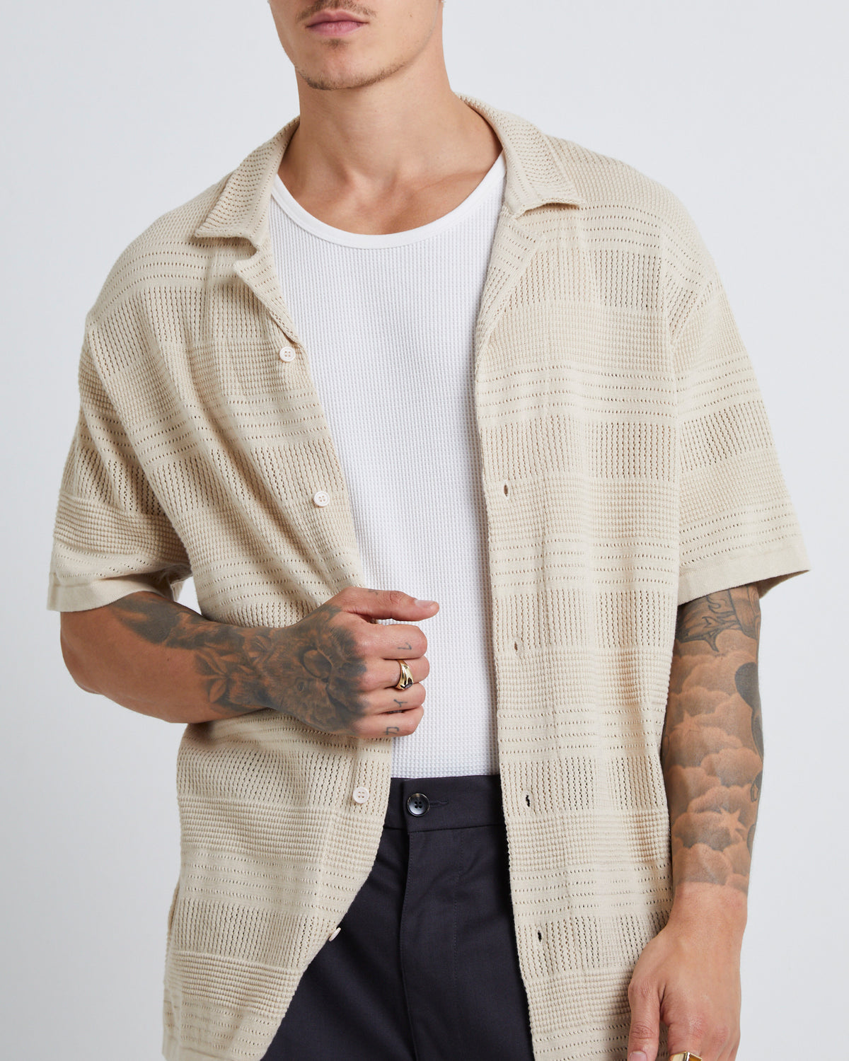 Knitted Short Sleeve Resort Shirt OAT